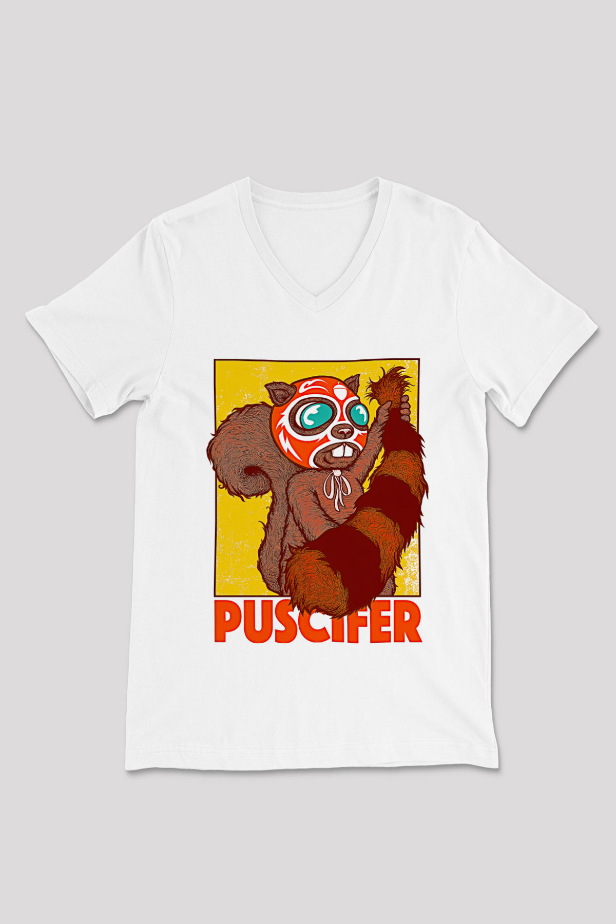 Puscifer Baskılı Beyaz Unisex V Yaka Tişört - Tshirt