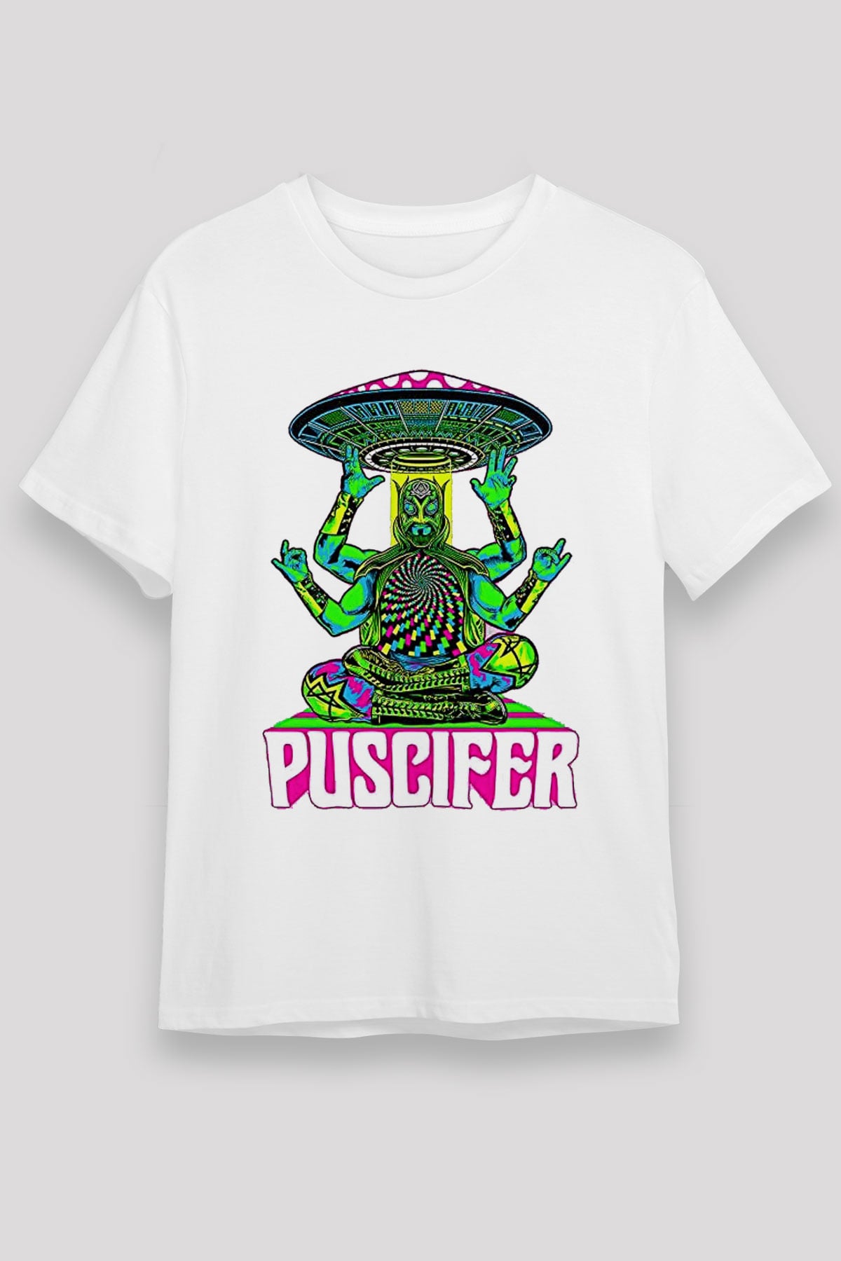 Puscifer Baskılı Unisex Beyaz Tişört - Tshirt
