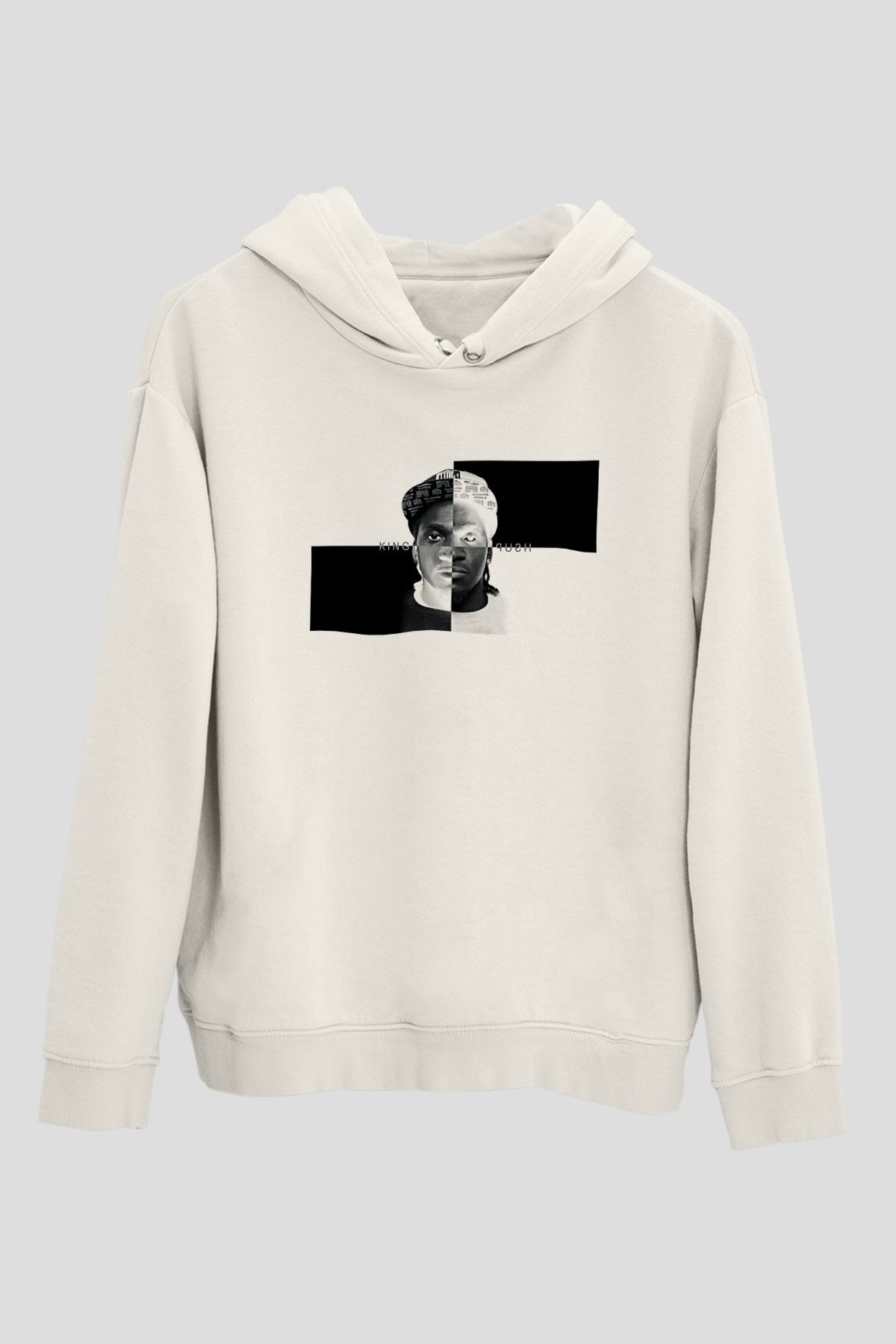 Pusha T Baskılı Beyaz Unisex Kapüşonlu Sweatshirt