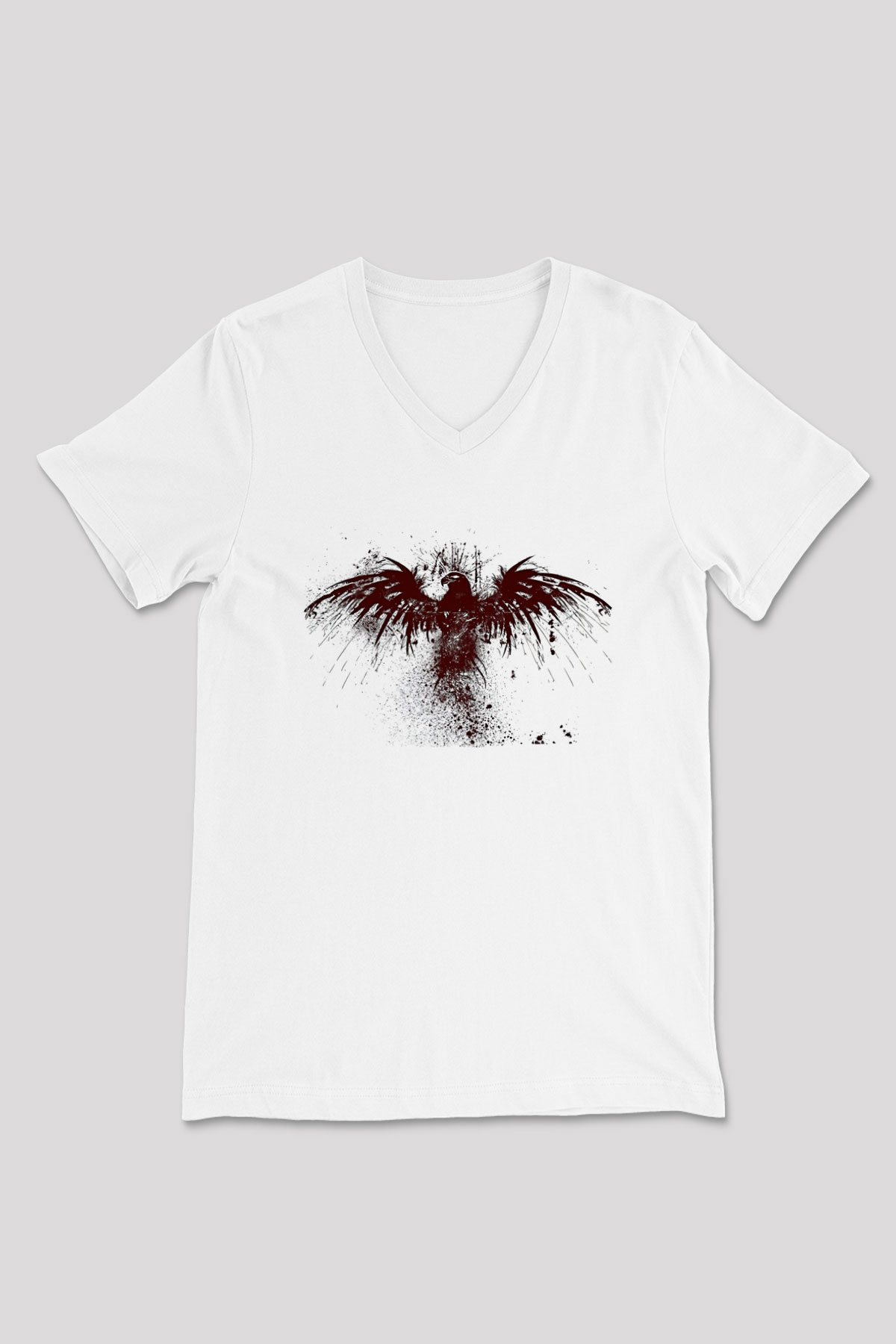 Pusha T Baskılı Beyaz Unisex V Yaka Tişört - Tshirt