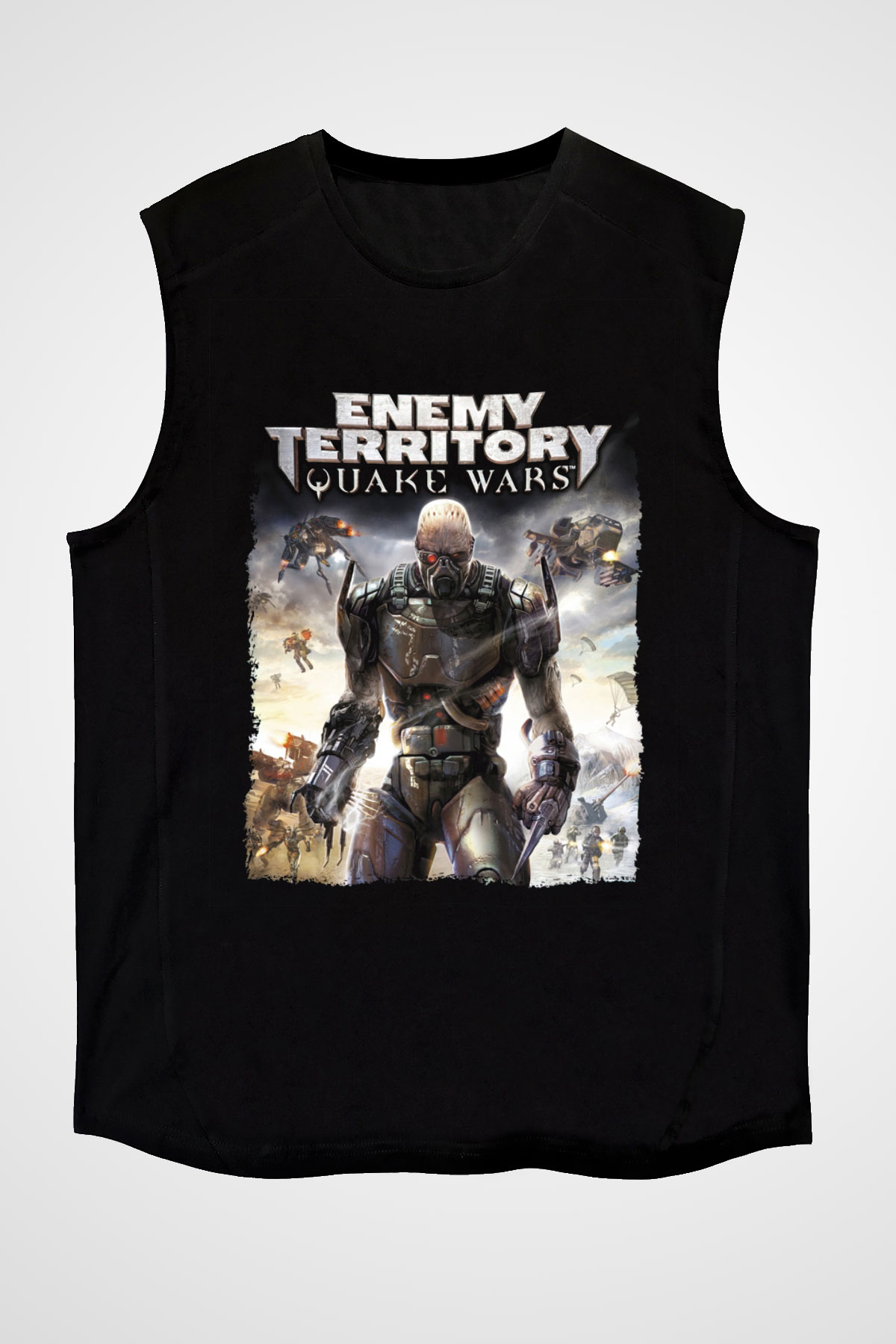 Quake Wars Siyah Unisex Kolsuz Tişört