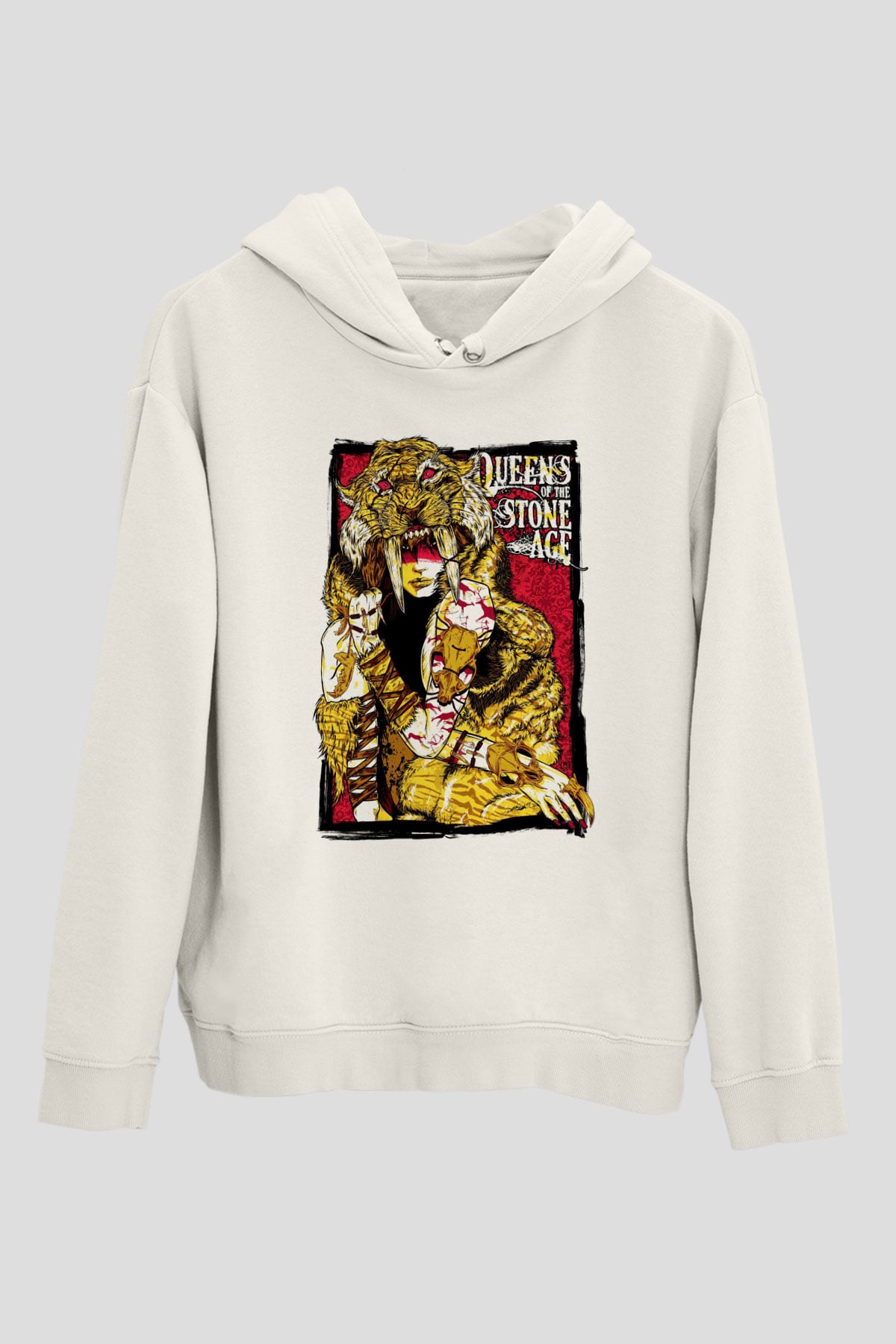 Queens of the Stone Age Beyaz Unisex Kapşonlu Sweatshirt