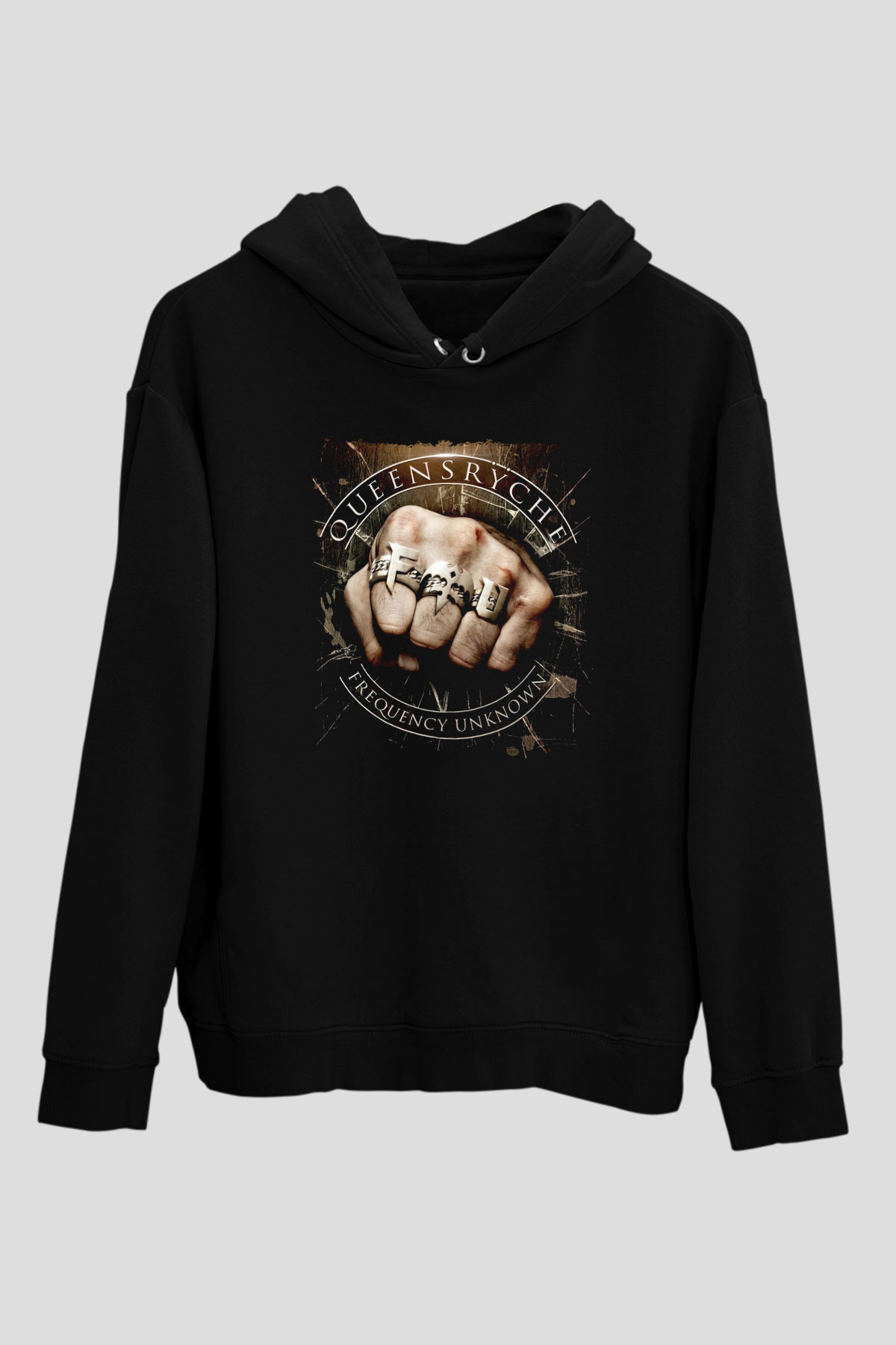 Queensryche Siyah Unisex Kapüşonlu Sweatshirt