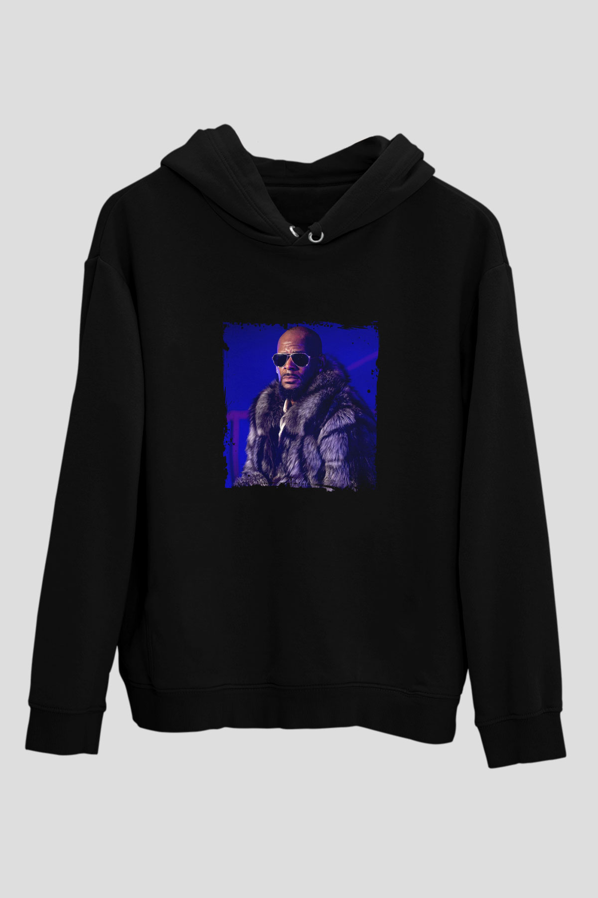R. Kelly Baskılı Unisex Siyah Hoodie