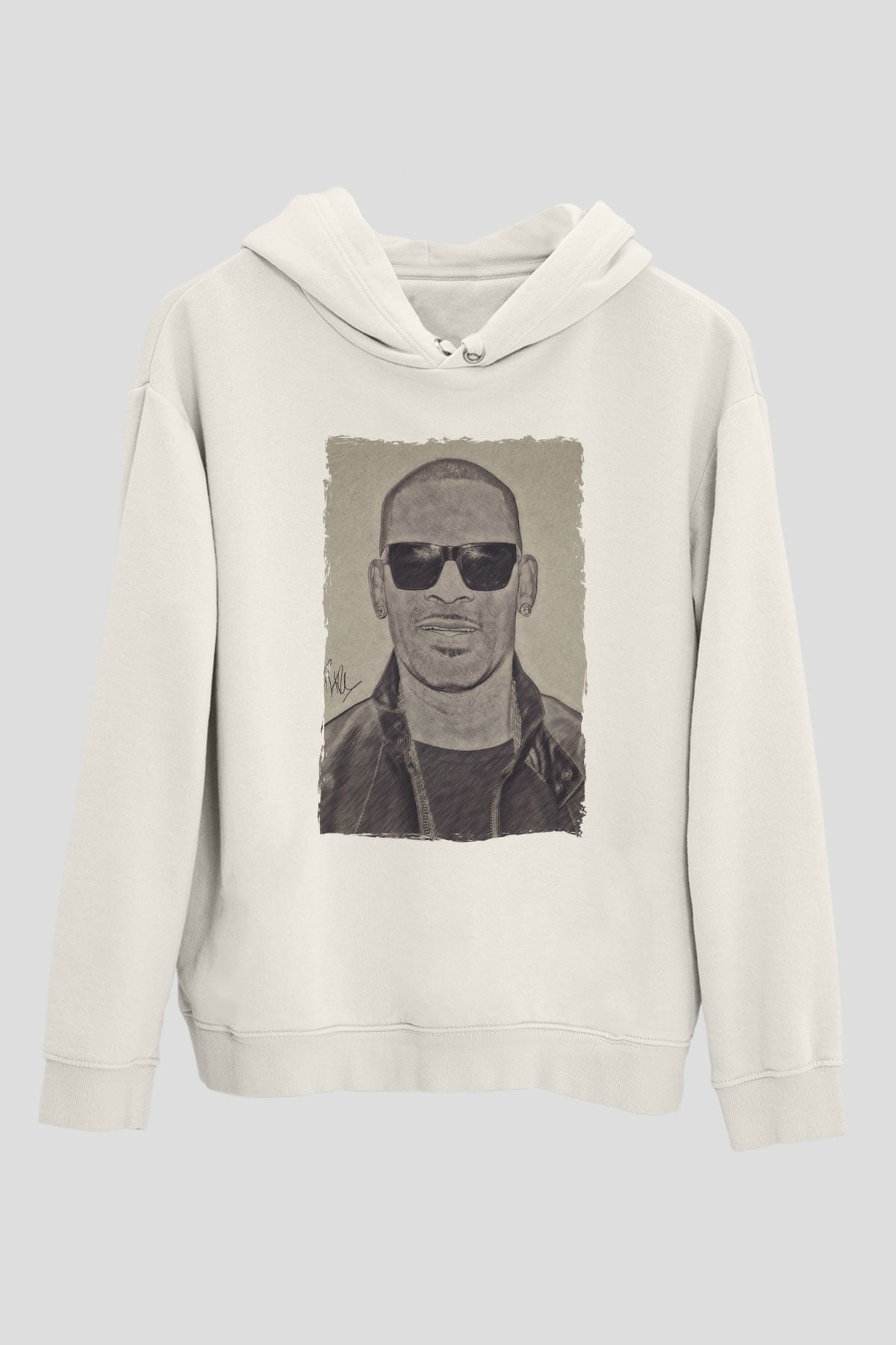 R.Kelly Beyaz Unisex Kapüşonlu Sweatshirt