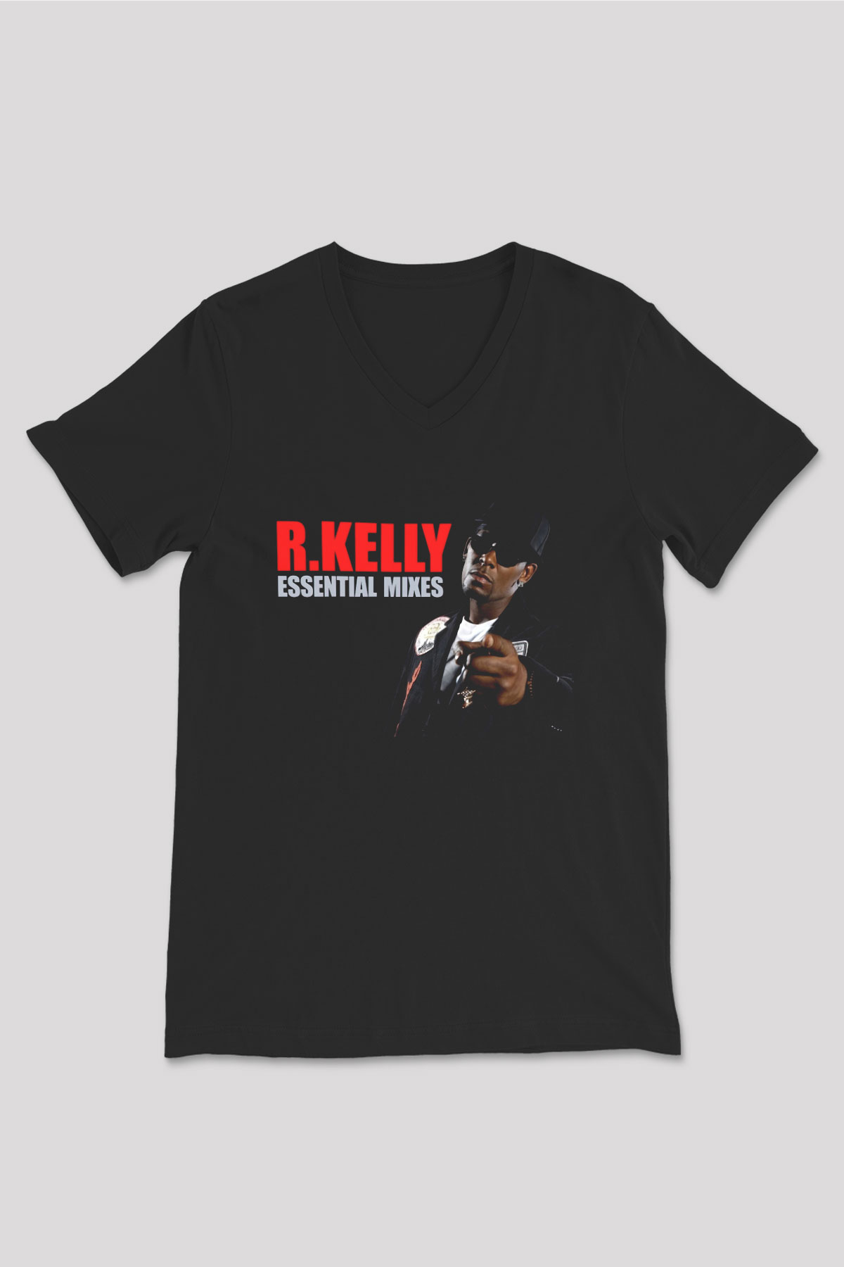 R.Kelly Siyah Unisex V Yaka Tişört