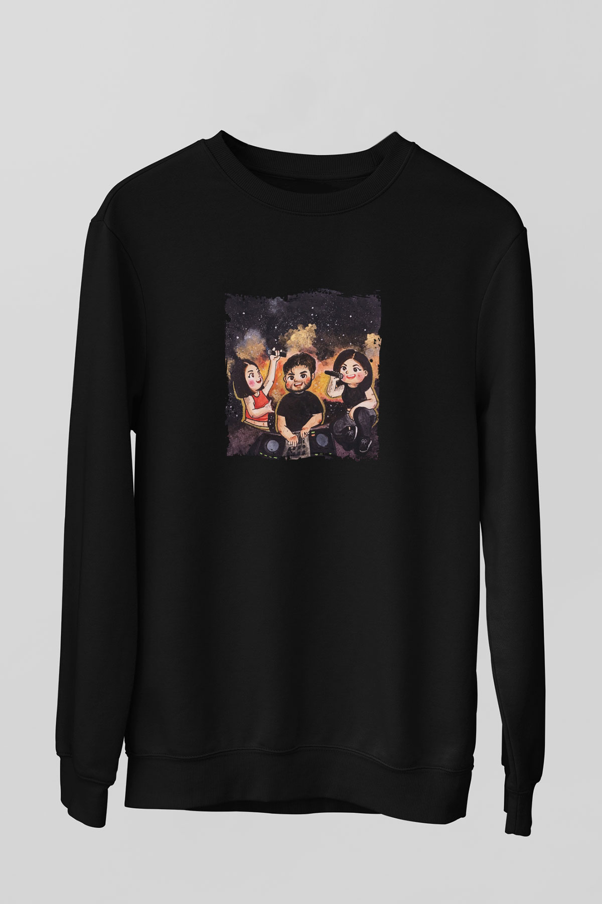 R3hab Baskılı Unisex Siyah Sweatshirt