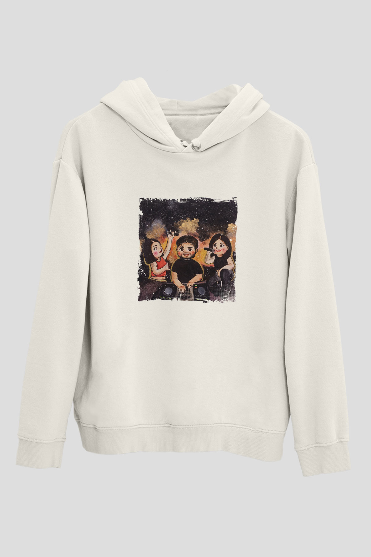 R3habBaskılı Beyaz Hoodie