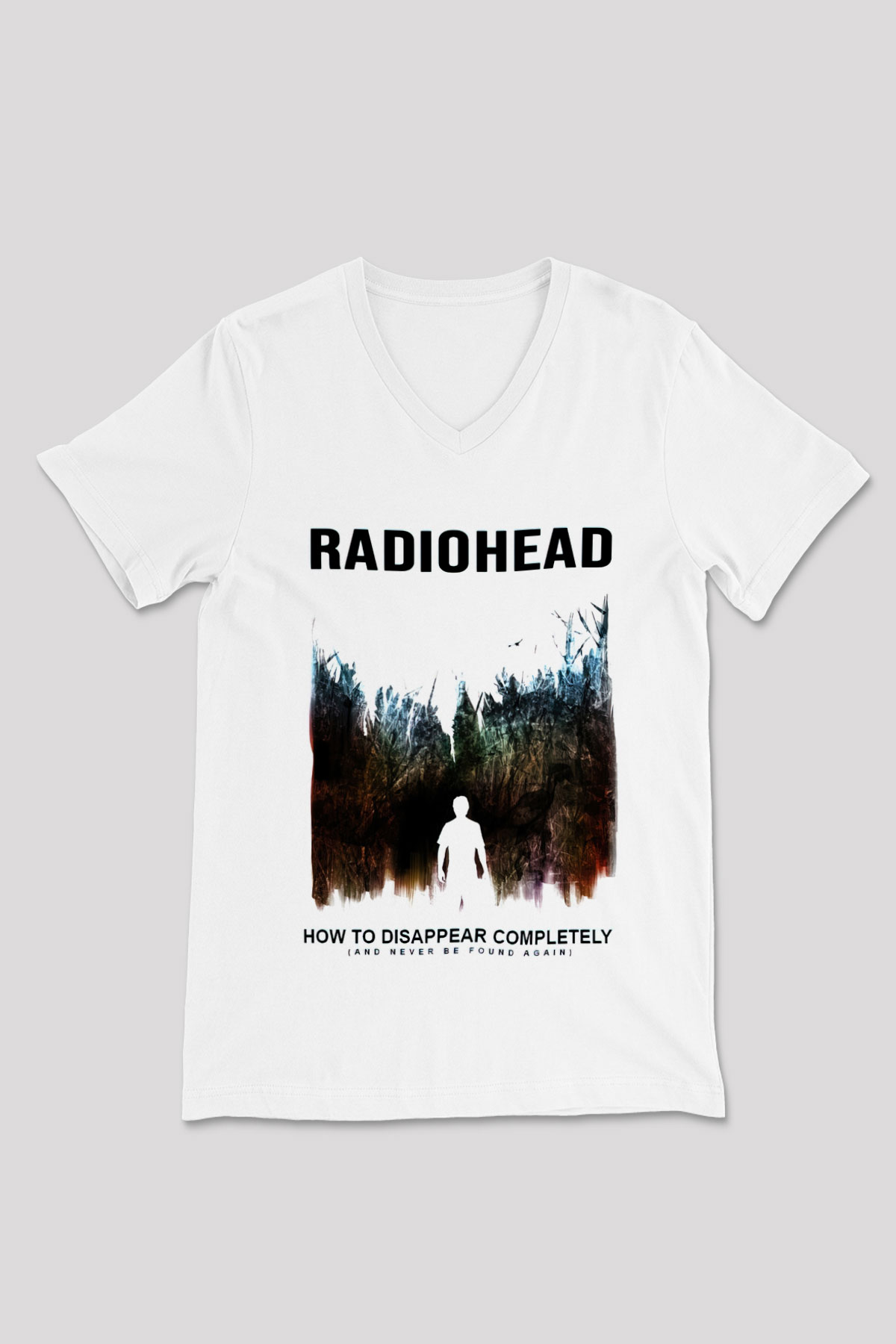 Radiohead Beyaz Unisex V Yaka Tişört T-Shirt