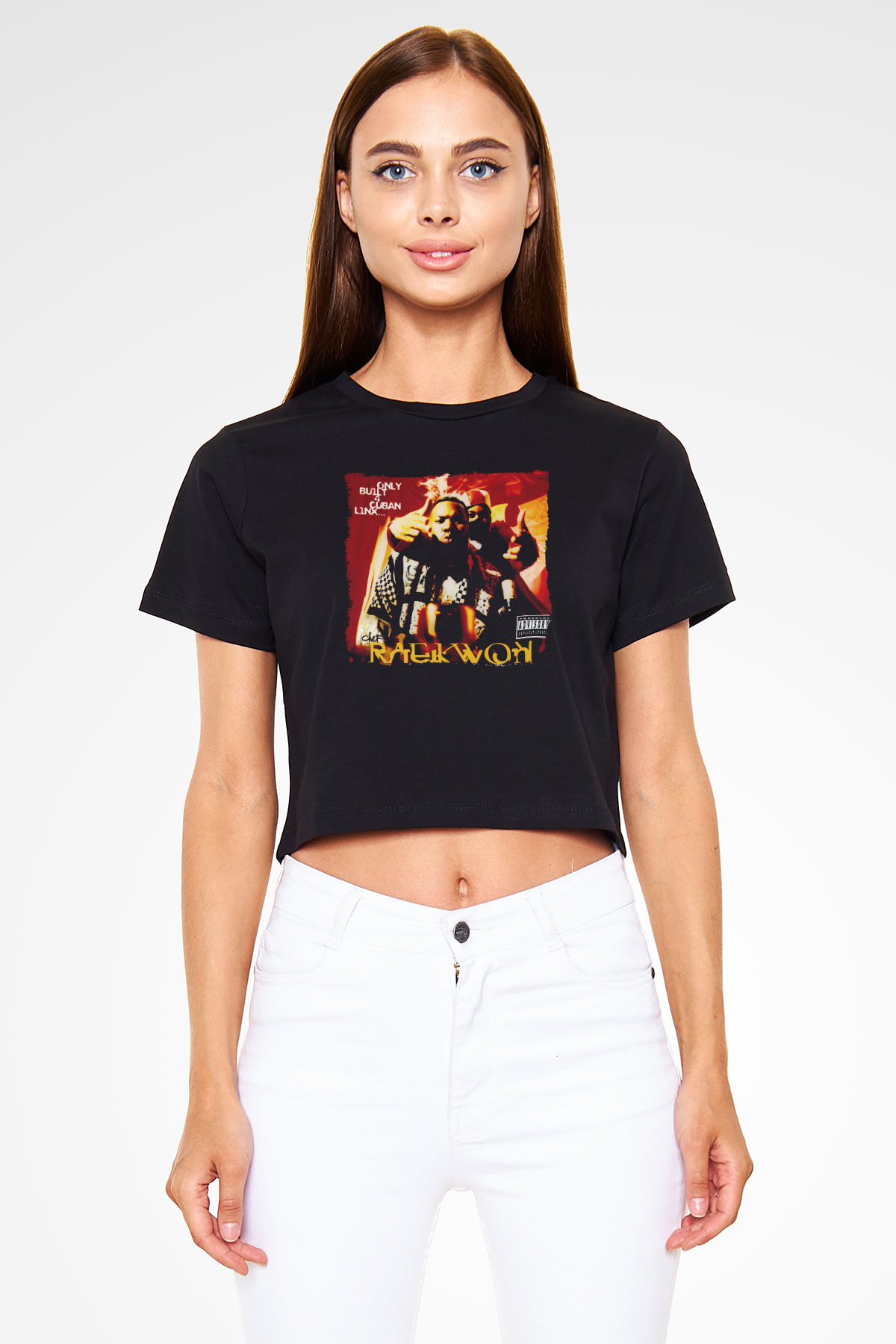 Raekwon Siyah  Crop Top Tişört