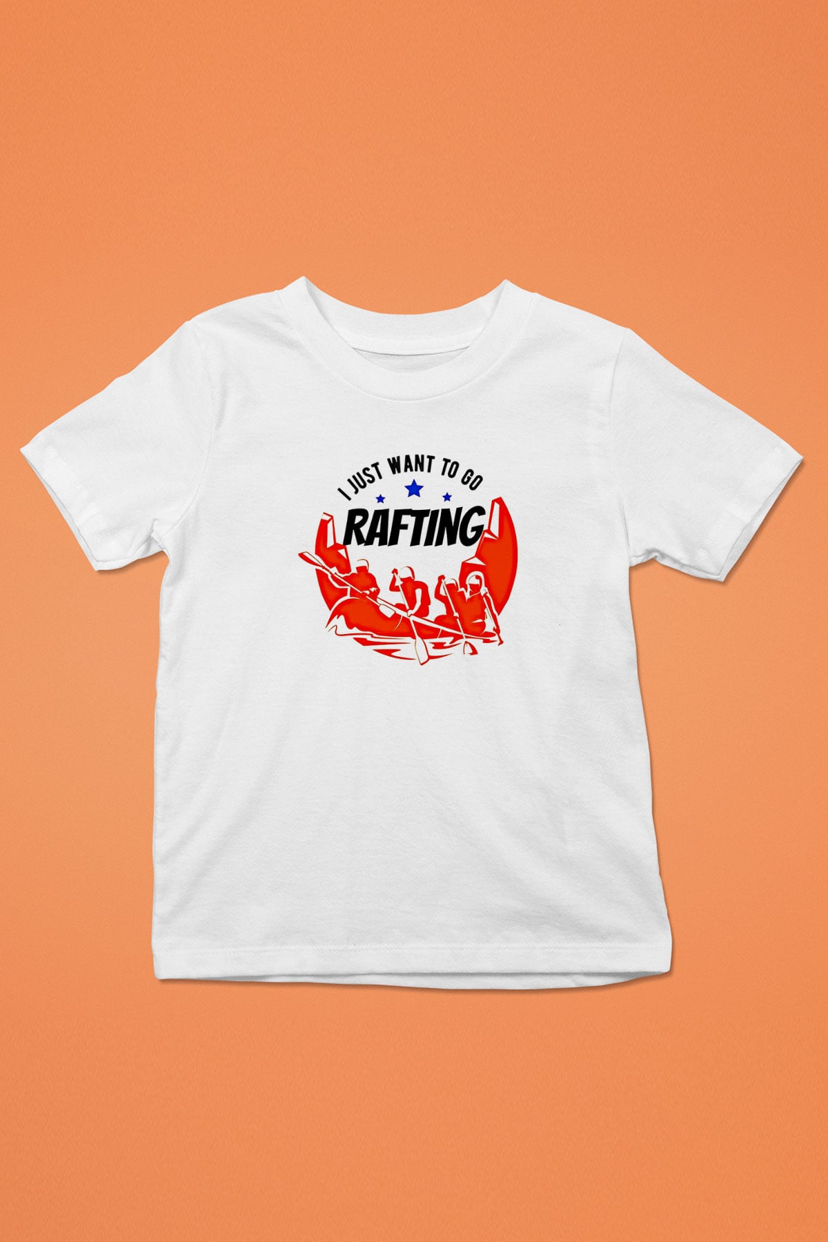 Rafting Baskılı Unisex Beyaz Çocuk Tişört - Tshirt