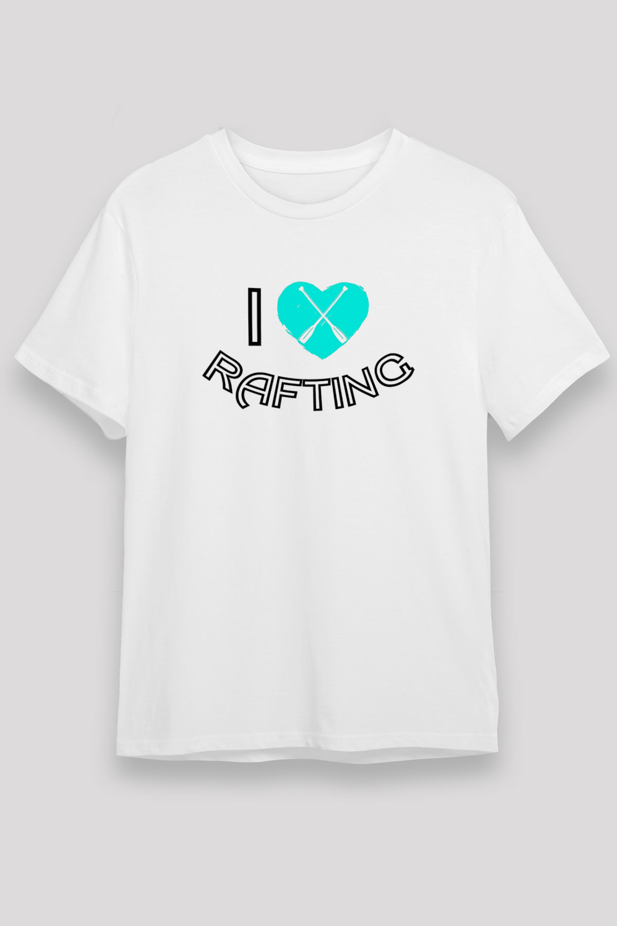 Rafting Baskılı Unisex Beyaz Tişört - Tshirt