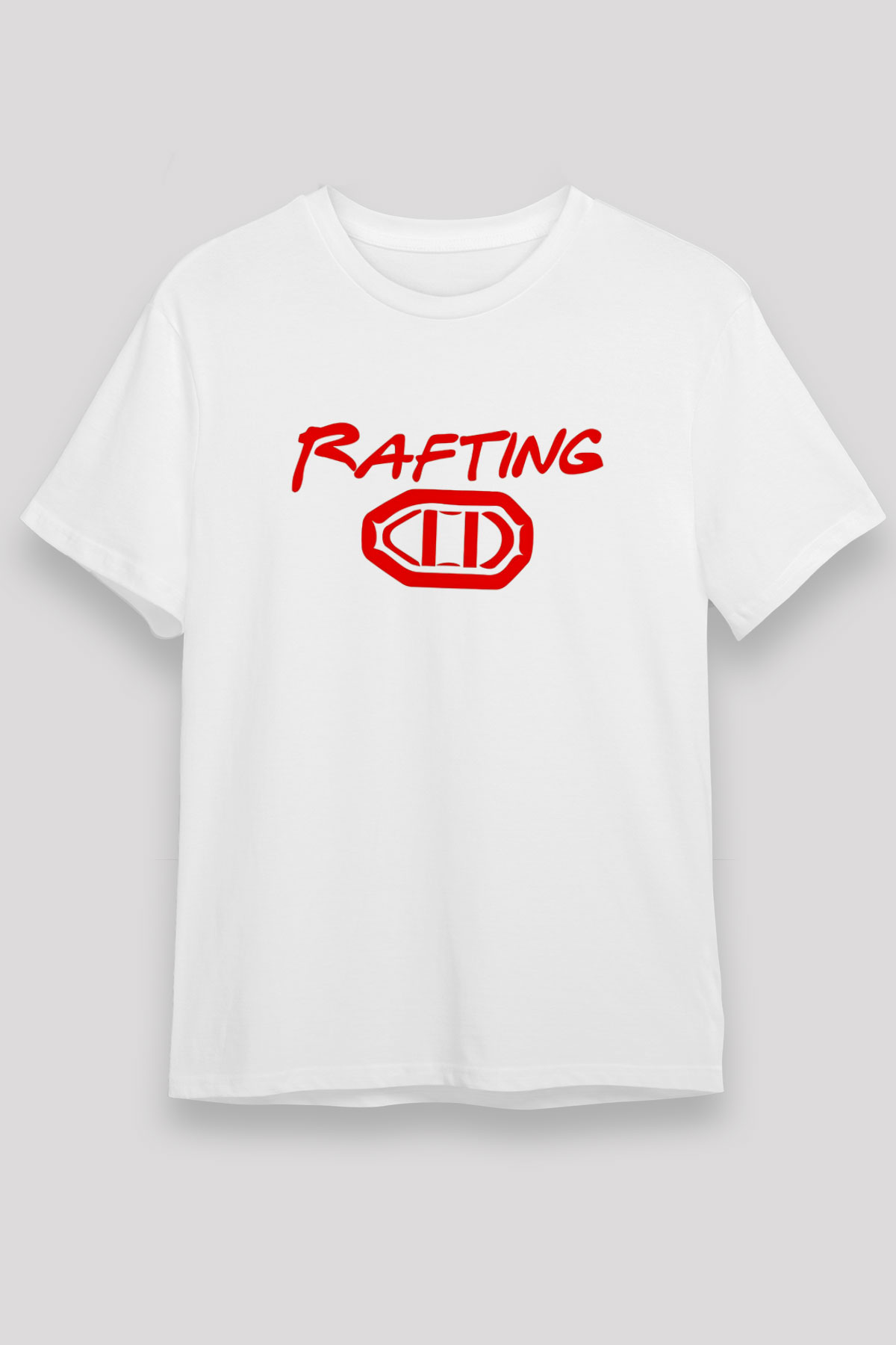 Rafting Baskılı Unisex Beyaz Tişört - Tshirt
