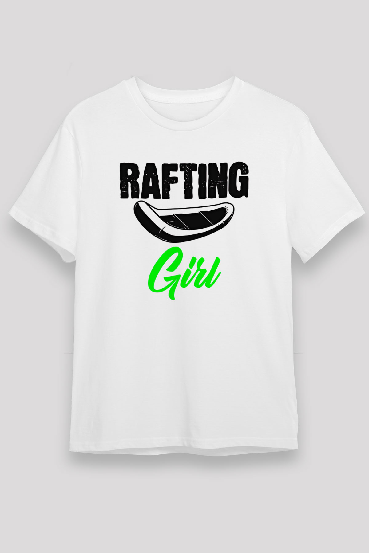 Rafting Baskılı Unisex Beyaz Tişört - Tshirt
