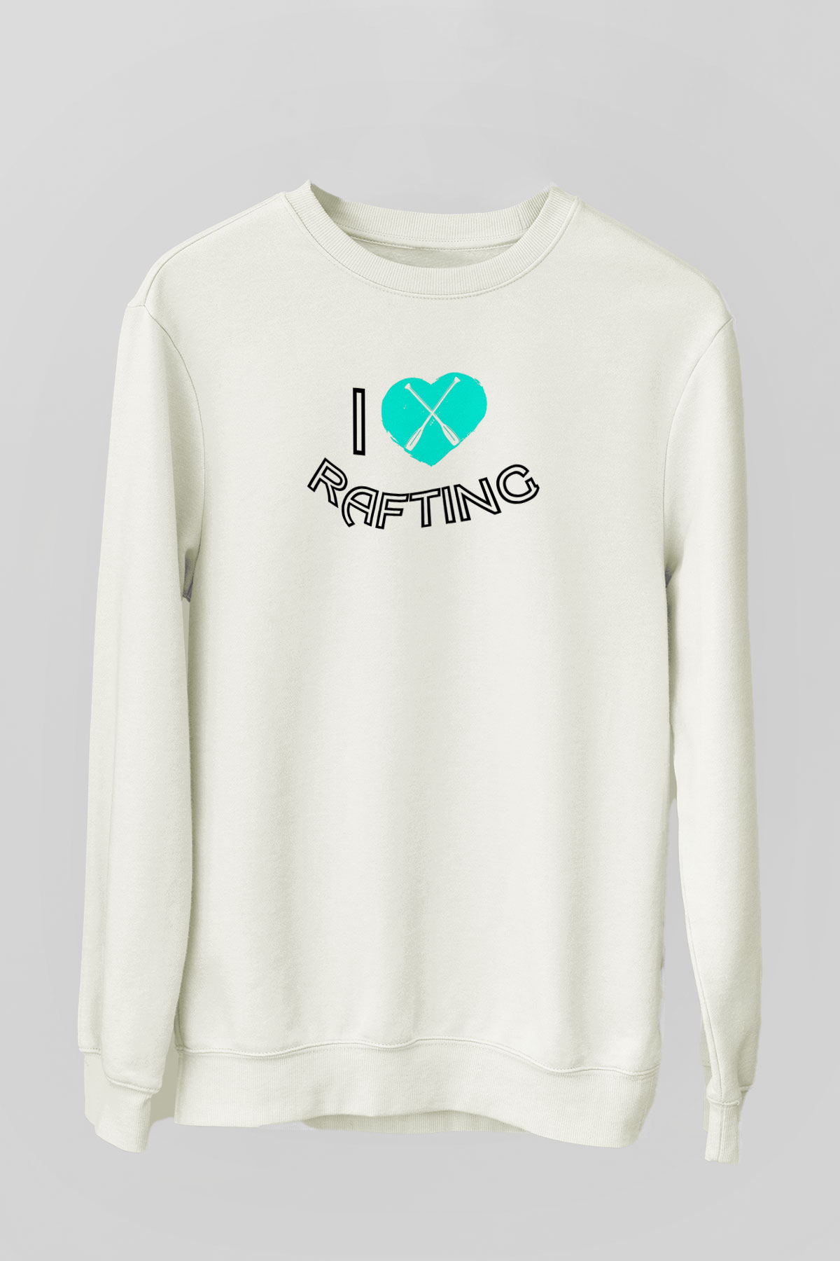 Rafting Baskılı Unisex Ekru Sweatshirt