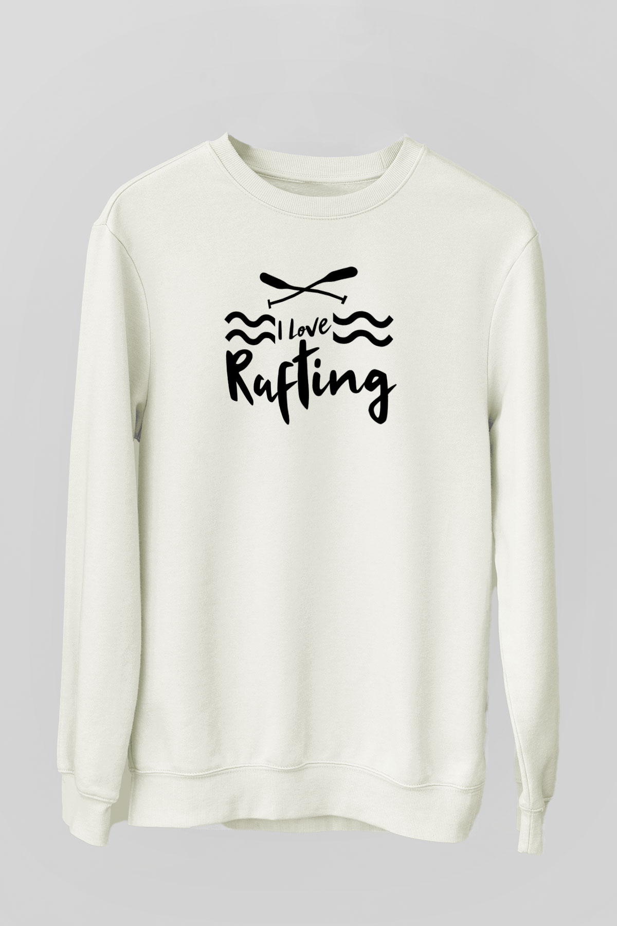 Rafting Baskılı Unisex Ekru Sweatshirt