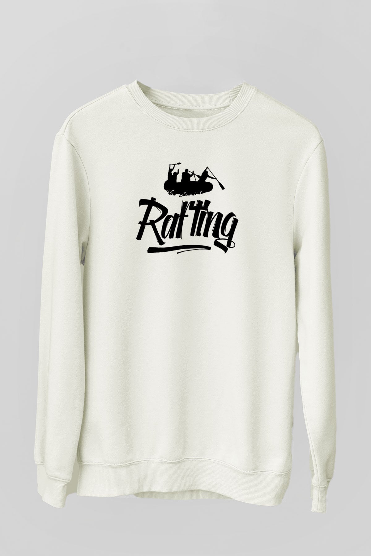 Rafting Baskılı Unisex Ekru Sweatshirt