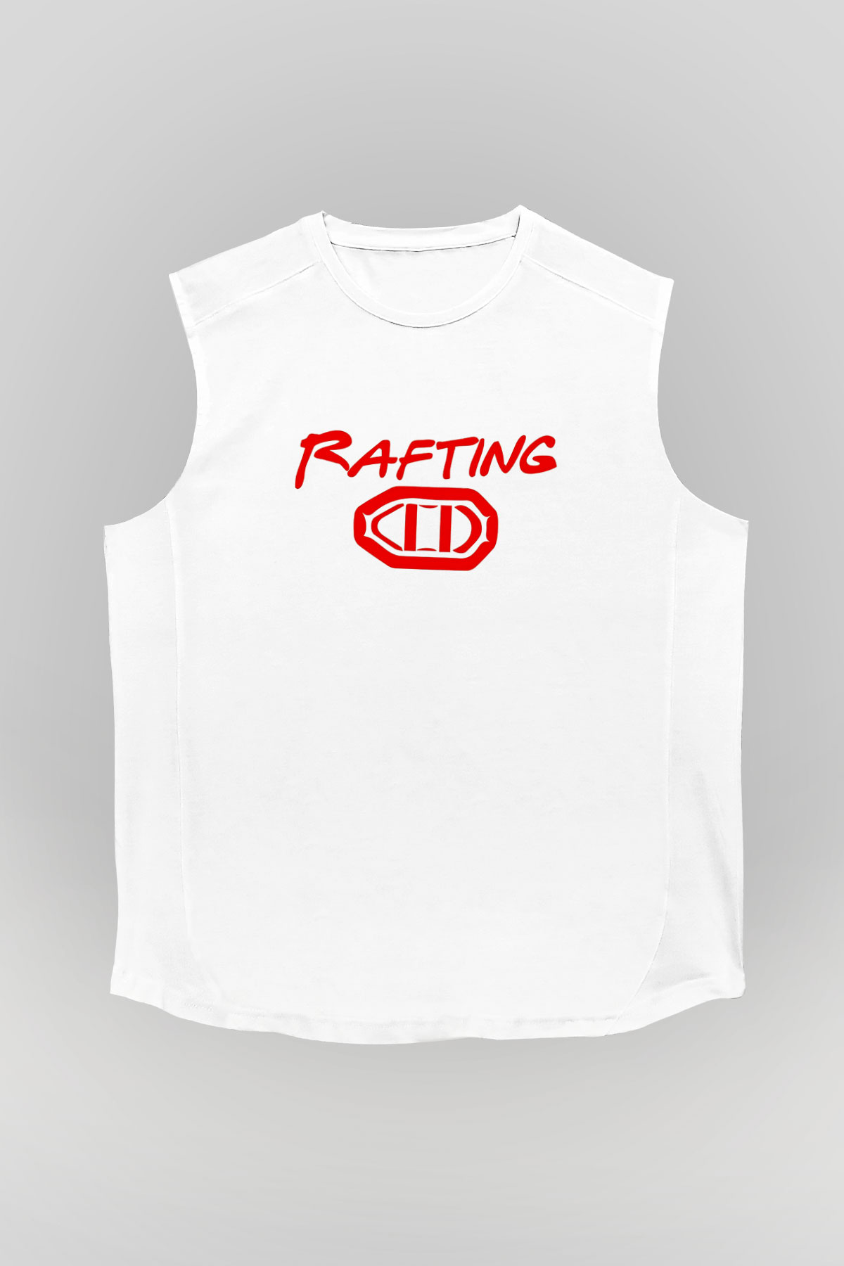 Rafting Baskılı Unisex Kolsuz Beyaz Tişört