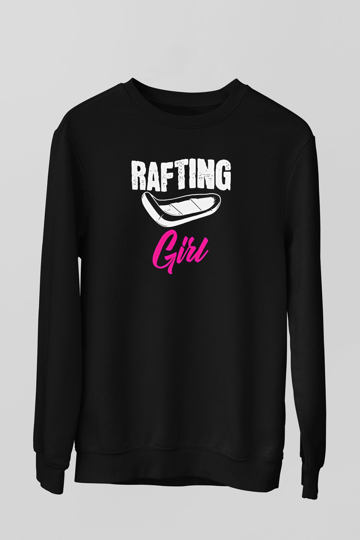 Rafting Baskılı Unisex Siyah Sweatshirt