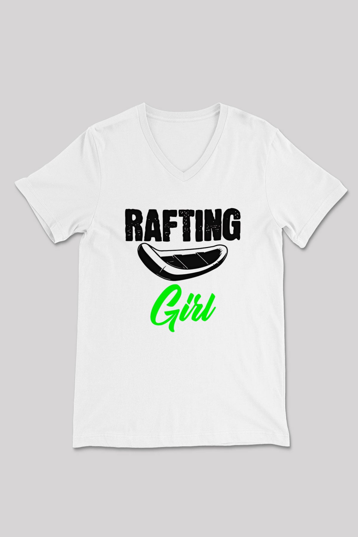 Rafting Baskılı Unisex V Yaka Tişört - Tshirt