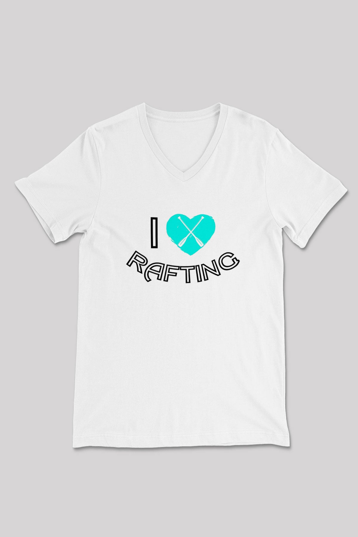 Rafting Baskılı Unisex V Yaka Tişört - Tshirt