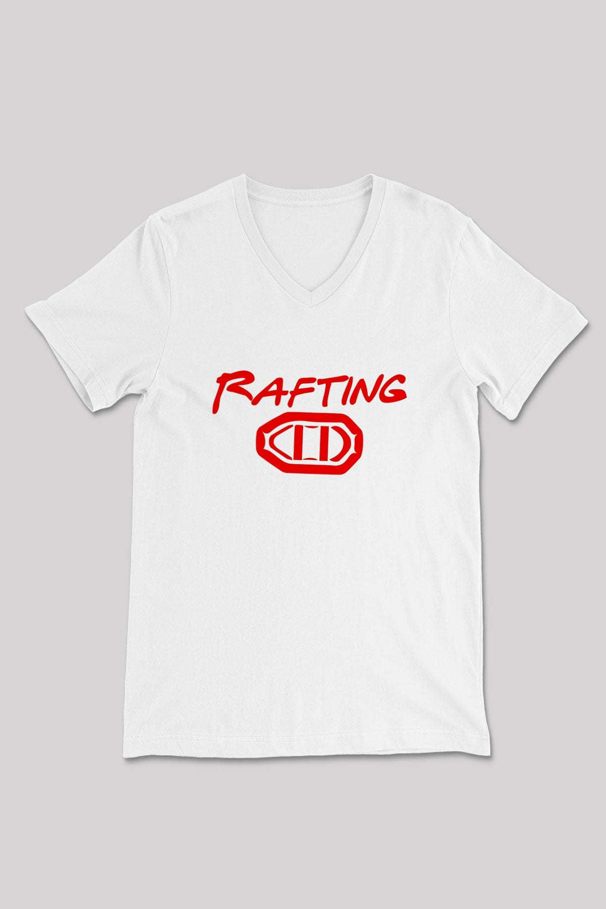 Rafting Baskılı Unisex V Yaka Tişört - Tshirt