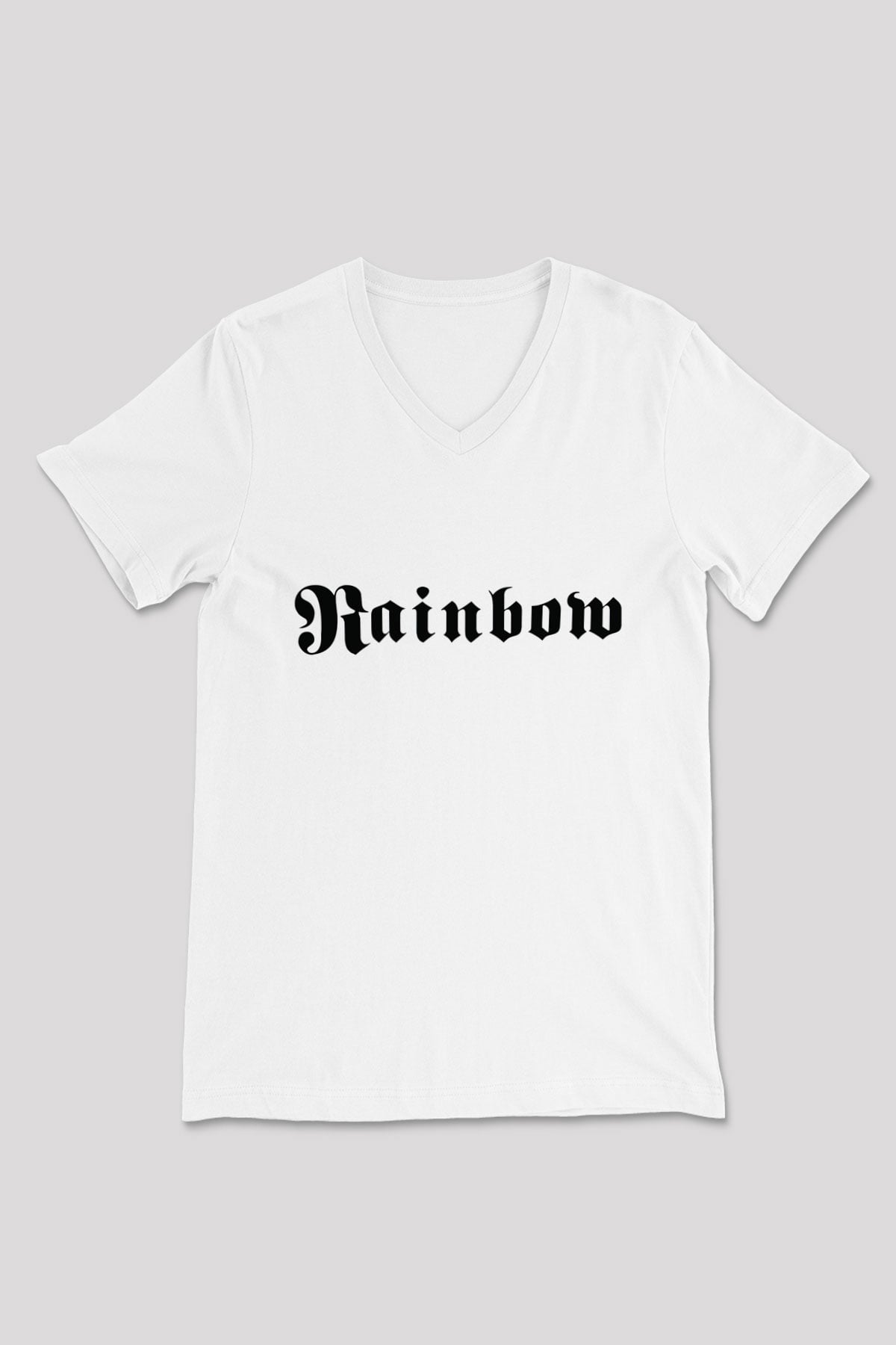 Rainbow Beyaz Unisex V Yaka Tişört T-Shirt