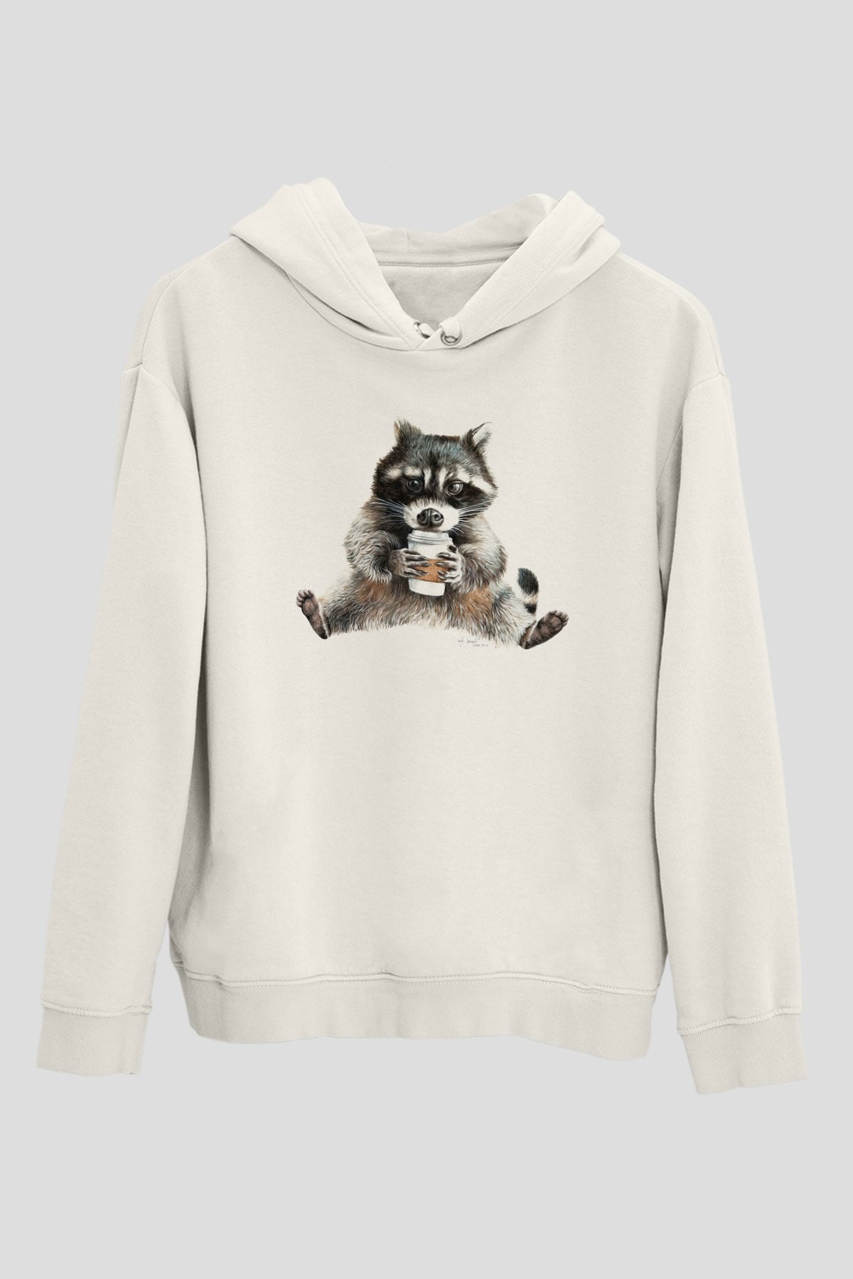 Rakun Beyaz Unisex Hoodie