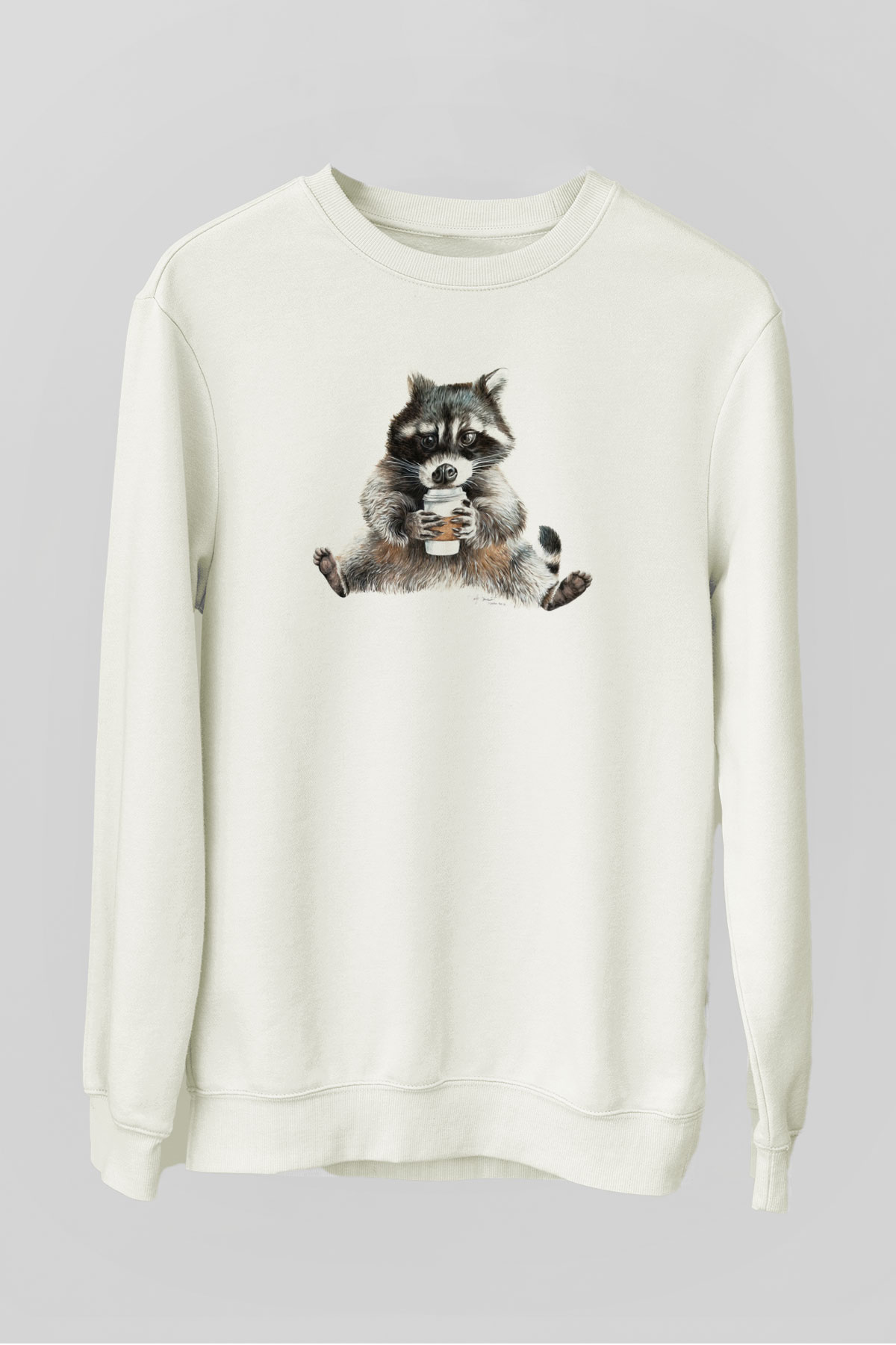 Rakun Beyaz Unisex Sweatshirt