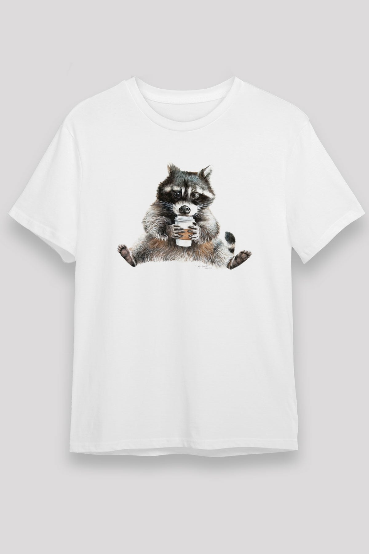 Rakun Beyaz Unisex Tişört T-Shirt - TişörtFabrikası