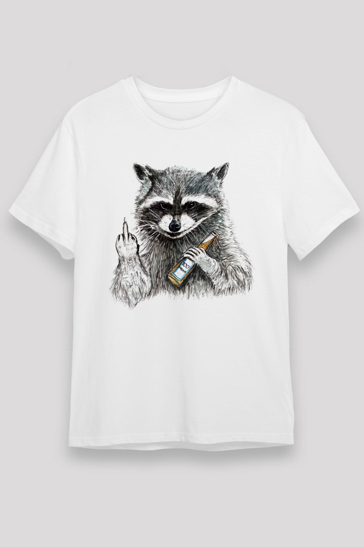 Rakun Beyaz Unisex Tişört T-Shirt - TişörtFabrikası