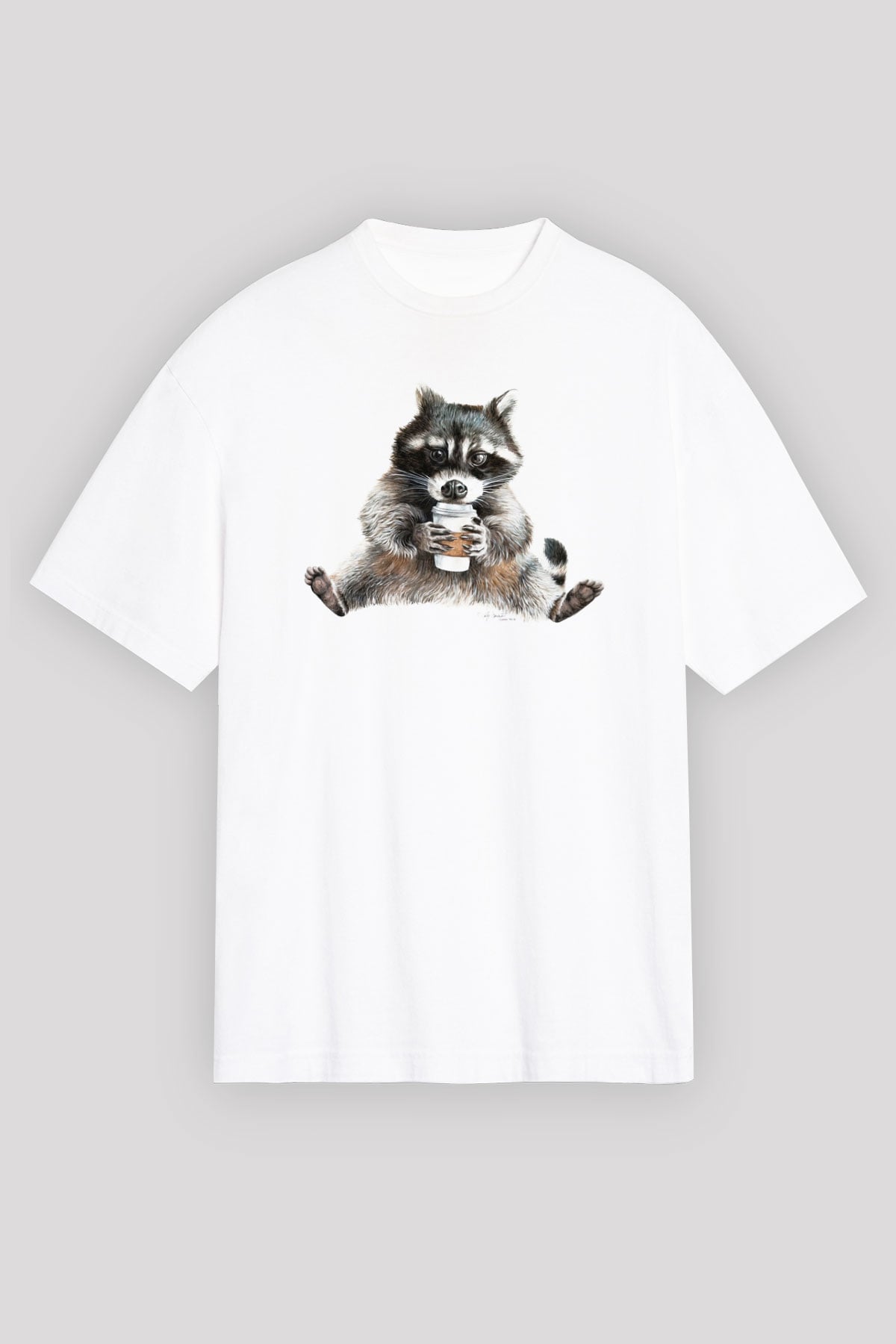 Rakun Beyaz Unisex Tişört T-Shirt - TişörtFabrikası
