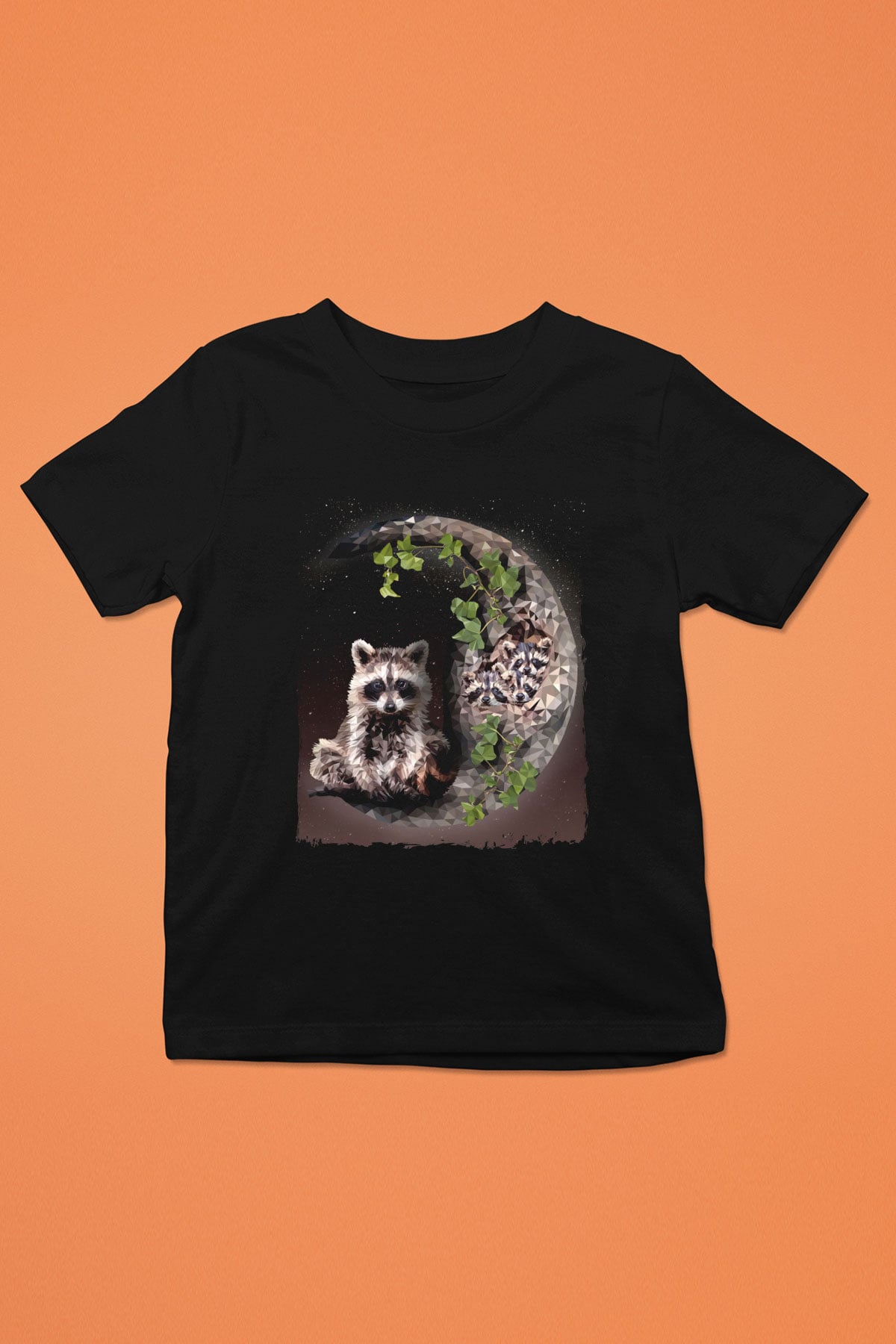 Rakun Siyah Unisex Çocuk Tişört
