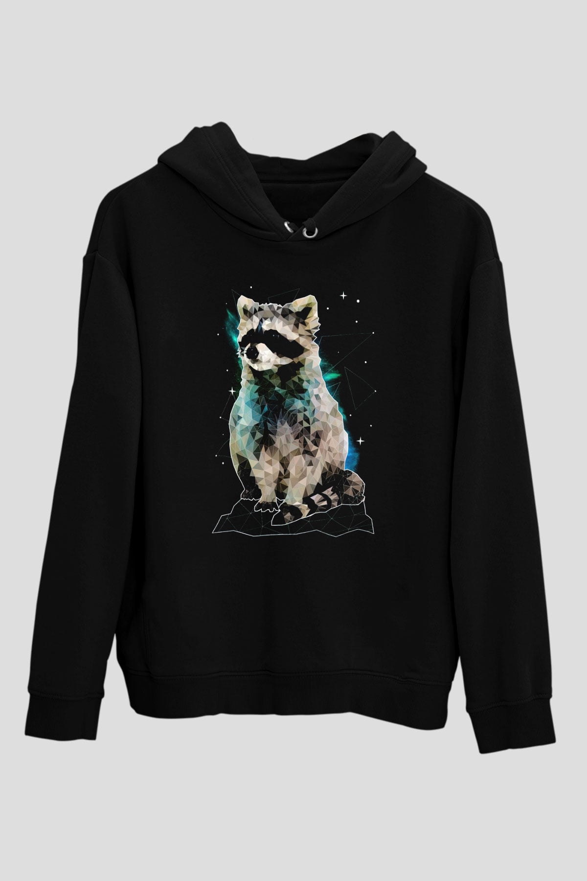 Rakun Siyah Unisex Hoodie
