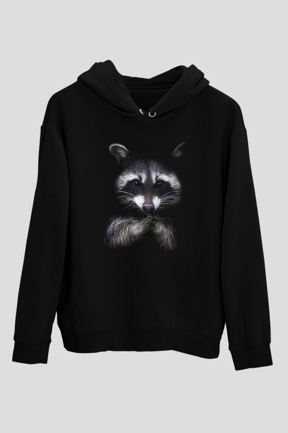 Rakun Siyah Unisex Hoodie