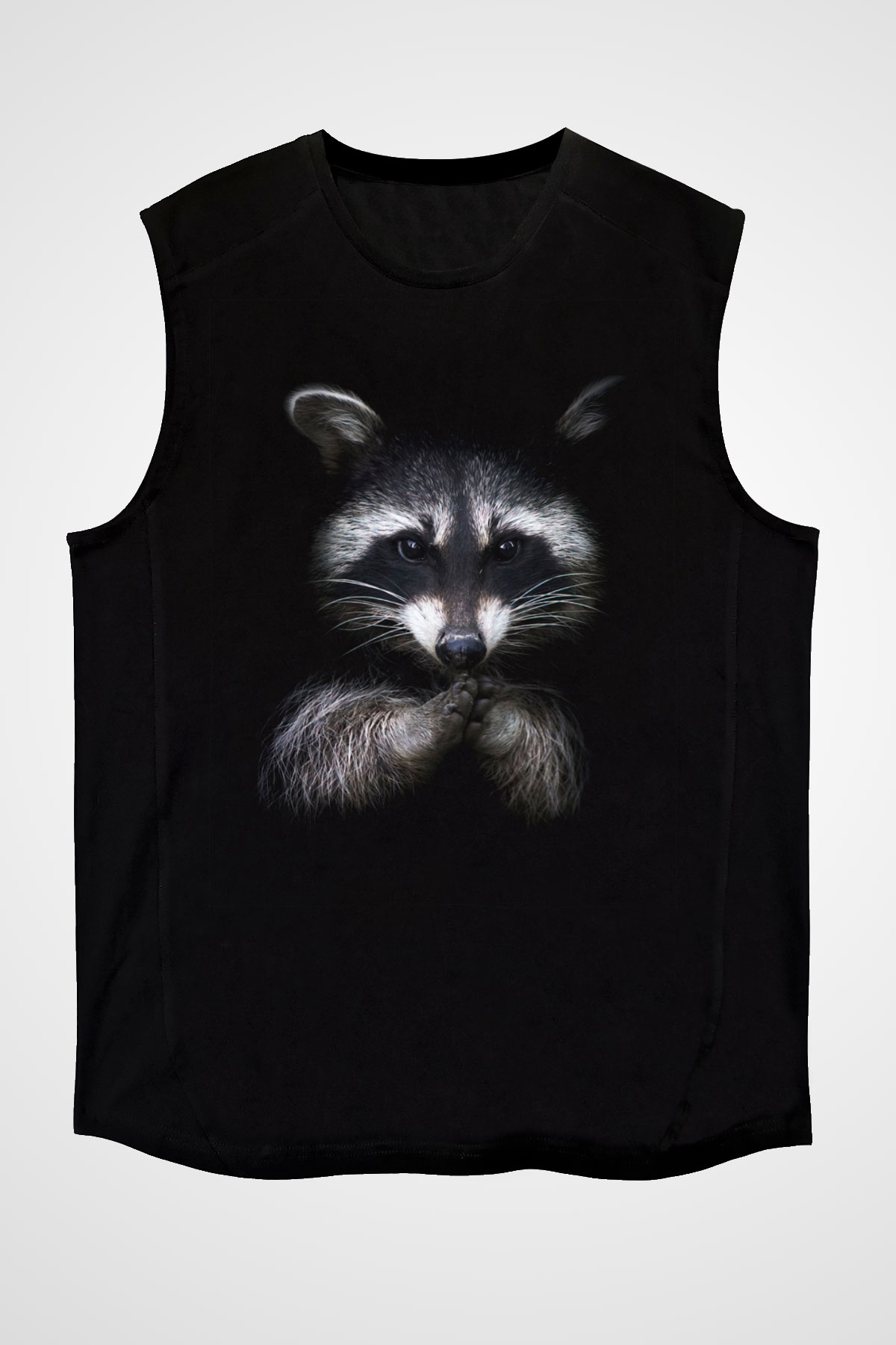 Rakun Siyah Unisex Kolsuz Tişört
