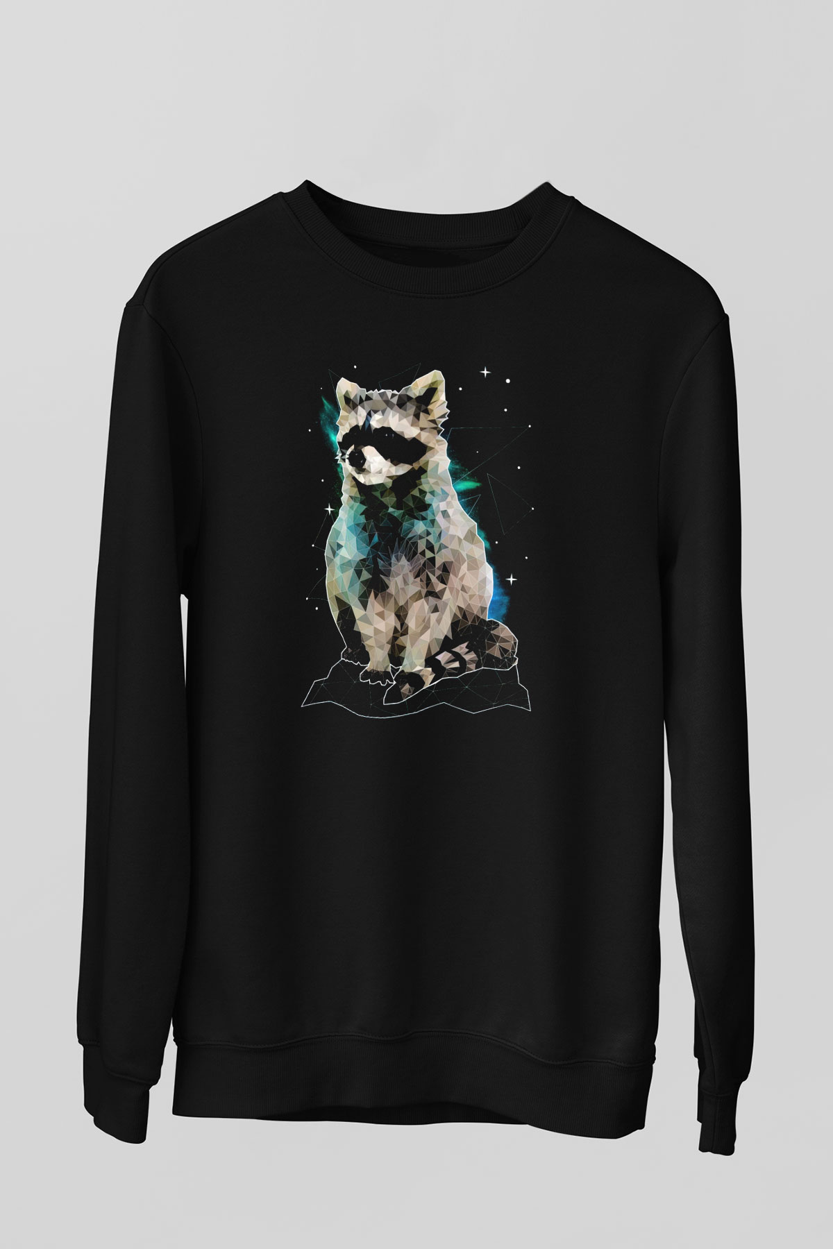 Rakun Siyah Unisex Sweatshirt