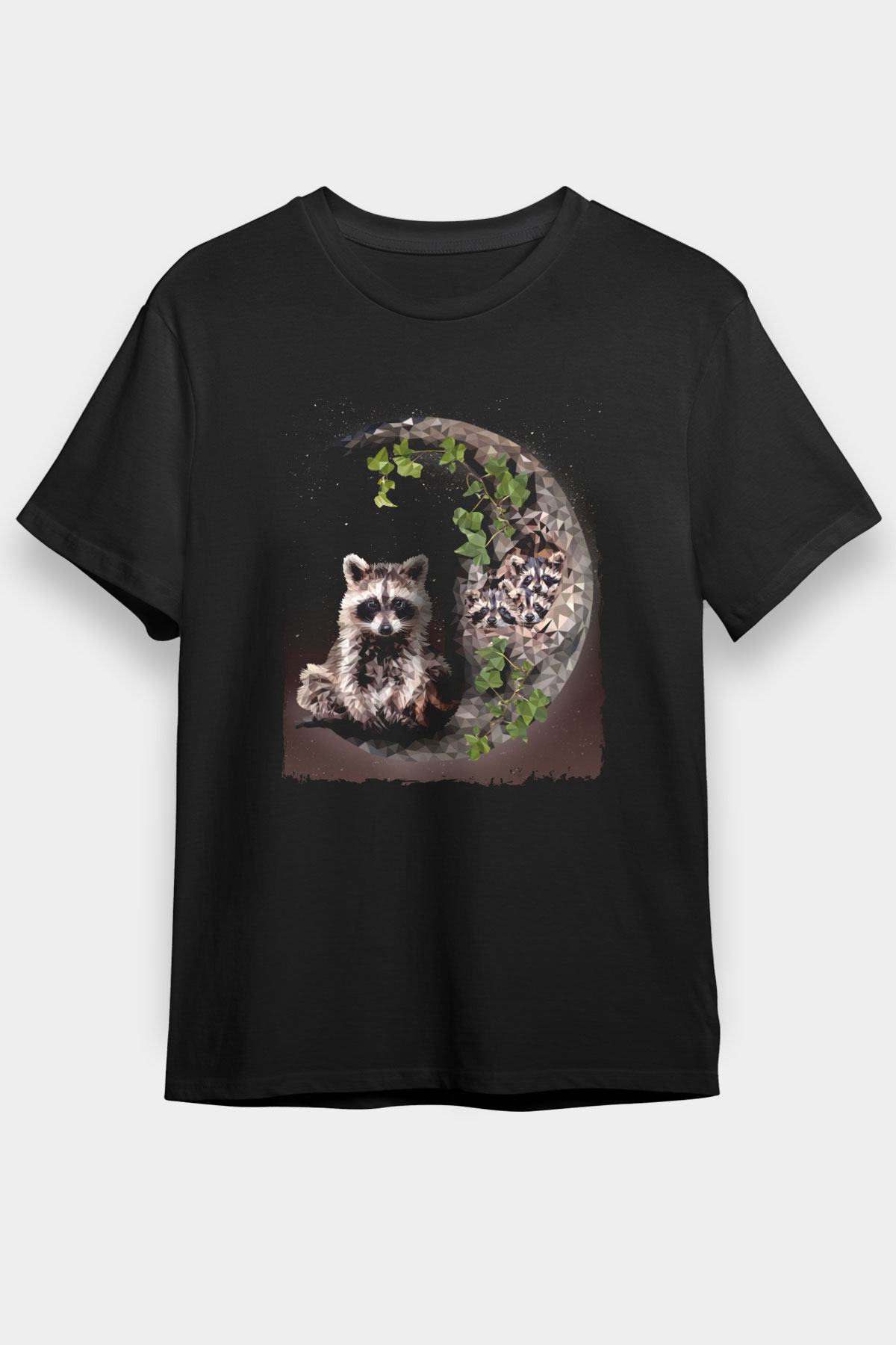 Rakun Siyah Unisex Tişört T-Shirt - TişörtFabrikası