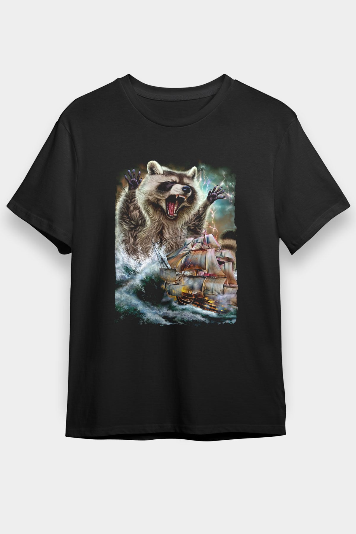 Rakun Siyah Unisex Tişört T-Shirt - TişörtFabrikası