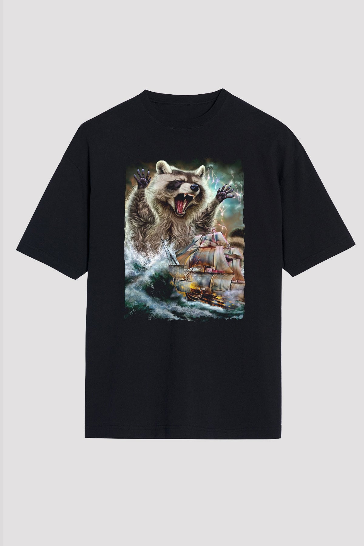 Rakun Siyah Unisex Tişört T-Shirt - TişörtFabrikası