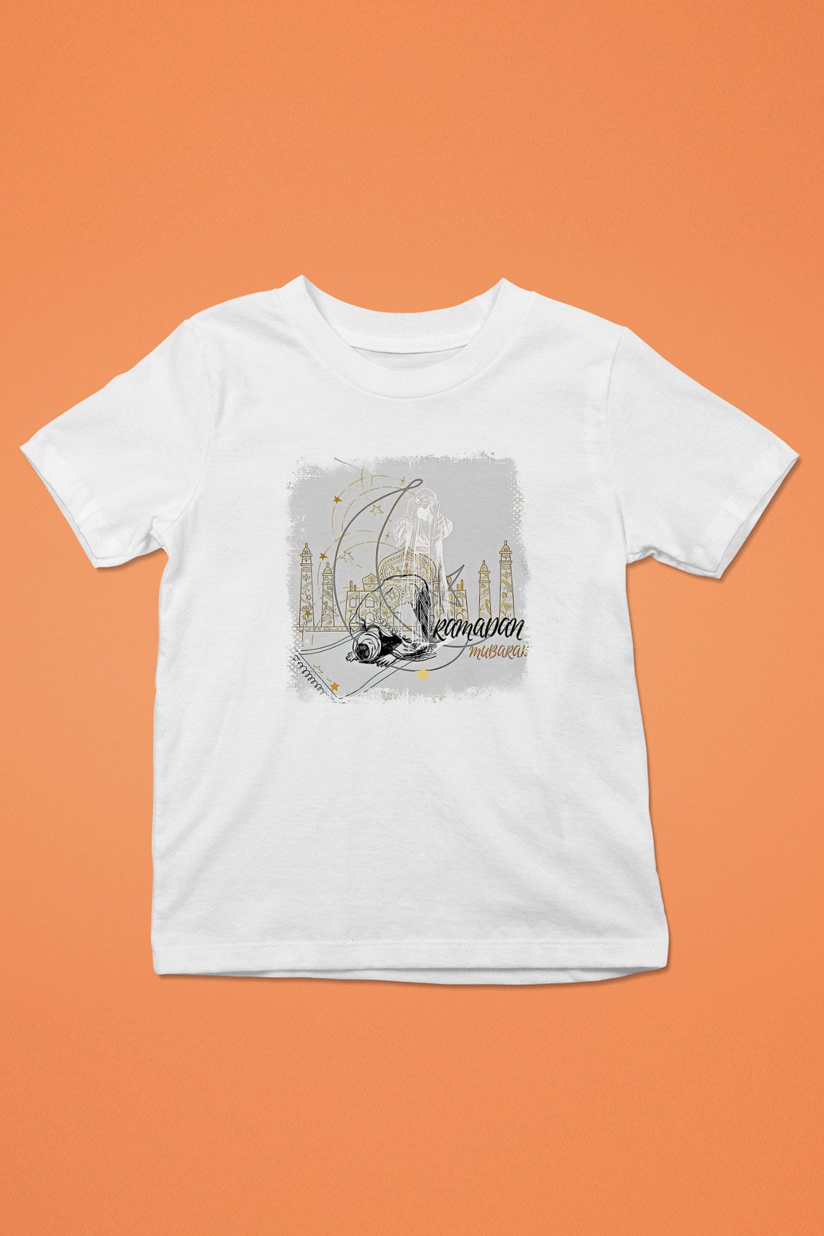 Ramazan Bayramı Baskılı Beyaz Unisex Beyaz Çocuk Tişört - Tshirt