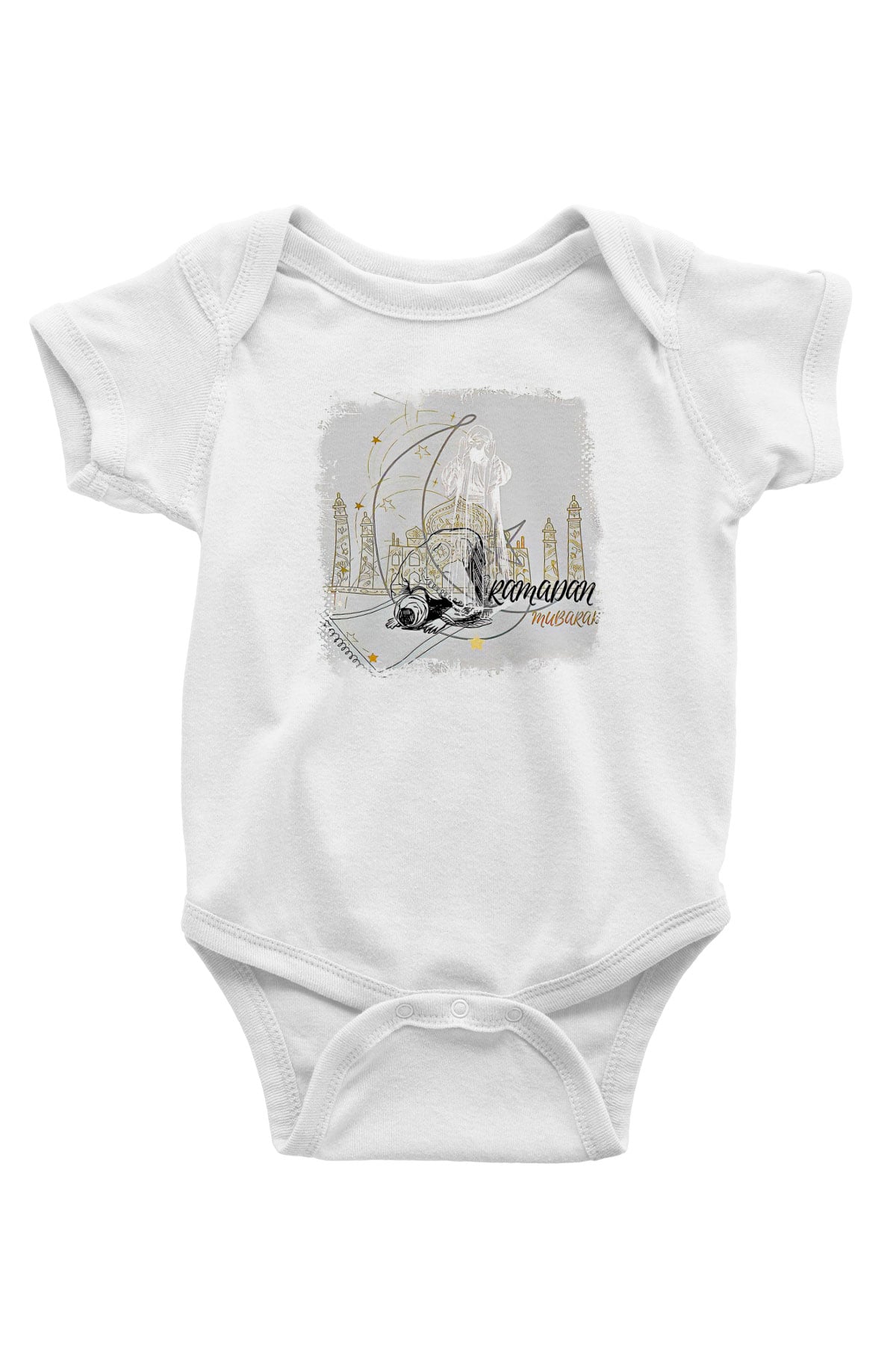 Ramazan Bayramı Baskılı Beyaz Unisex Bebek Body - Zıbın