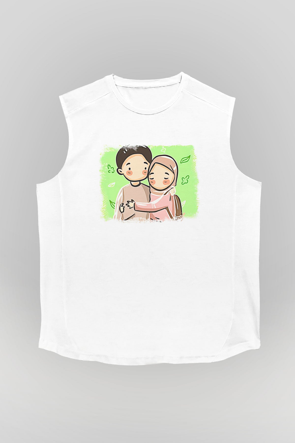 Ramazan Bayramı Baskılı Beyaz Unisex Kolsuz Tişört - Tshirt