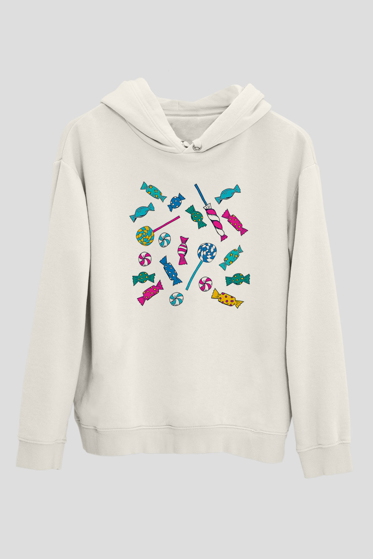 Ramazan Bayramı Baskılı Beyaz Unisex Kapüşonlu Sweatshirt