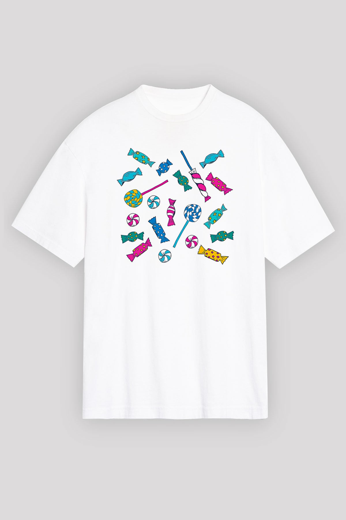 Ramazan Bayramı Baskılı Beyaz Unisex Oversize Tişört - Tshirt