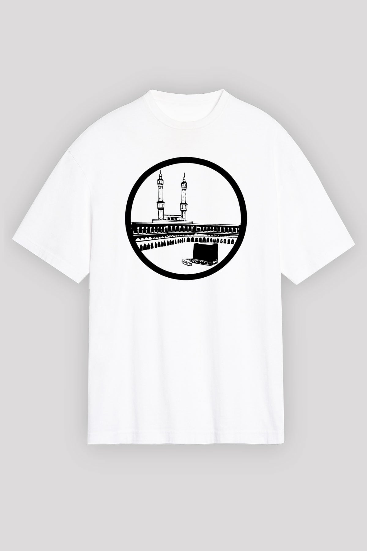 Ramazan Bayramı Baskılı Beyaz Unisex Oversize Tişört - Tshirt