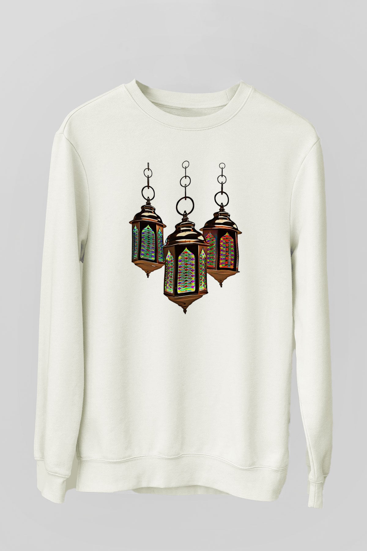 Ramazan Bayramı Baskılı Beyaz Unisex Sweatshirt