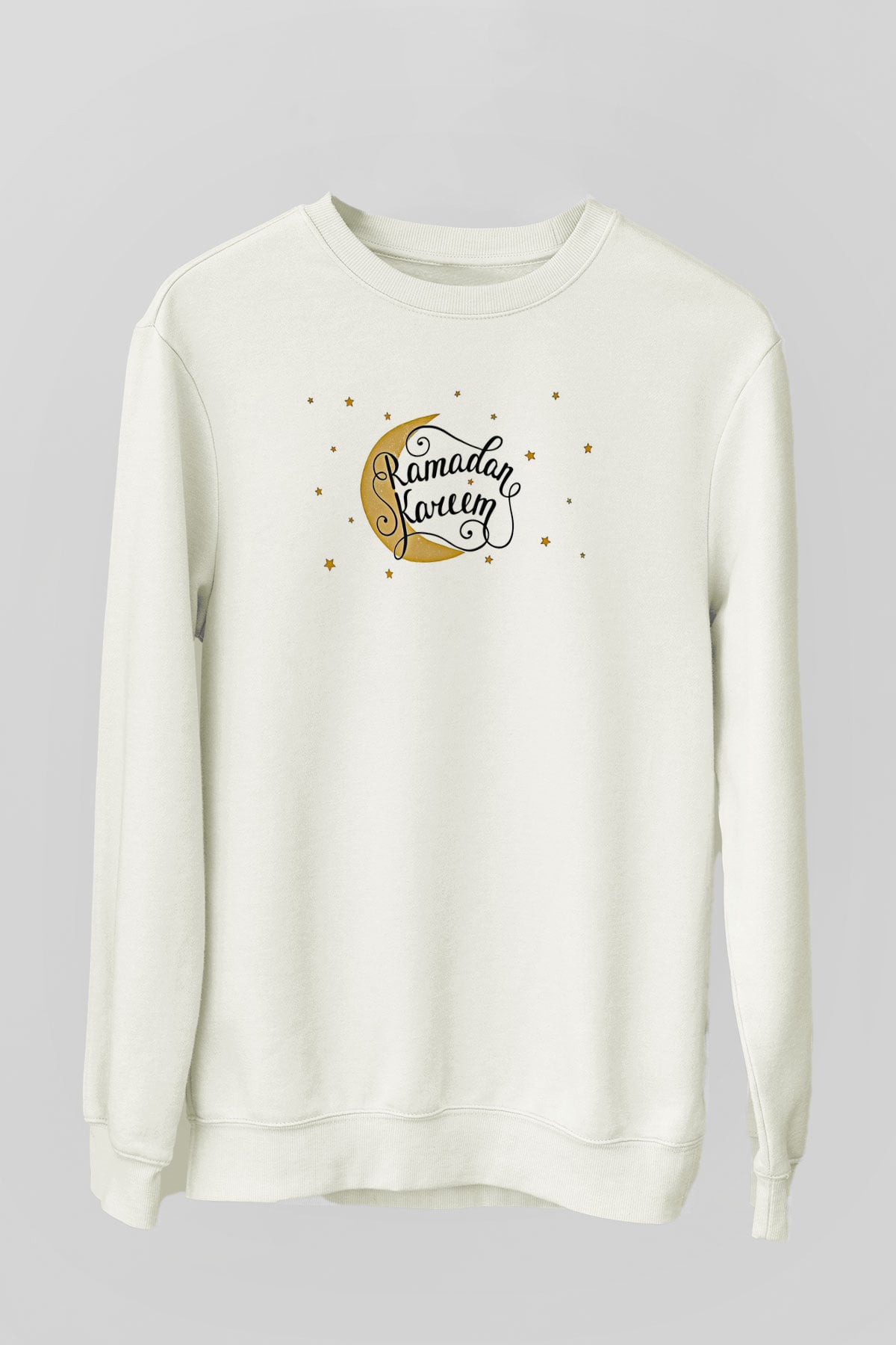 Ramazan Bayramı Baskılı Beyaz Unisex Sweatshirt