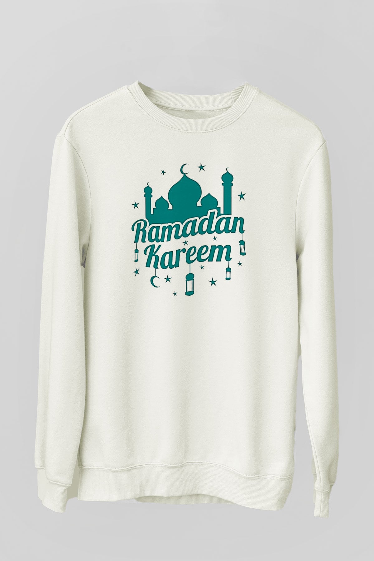 Ramazan Bayramı Baskılı Beyaz Unisex Sweatshirt