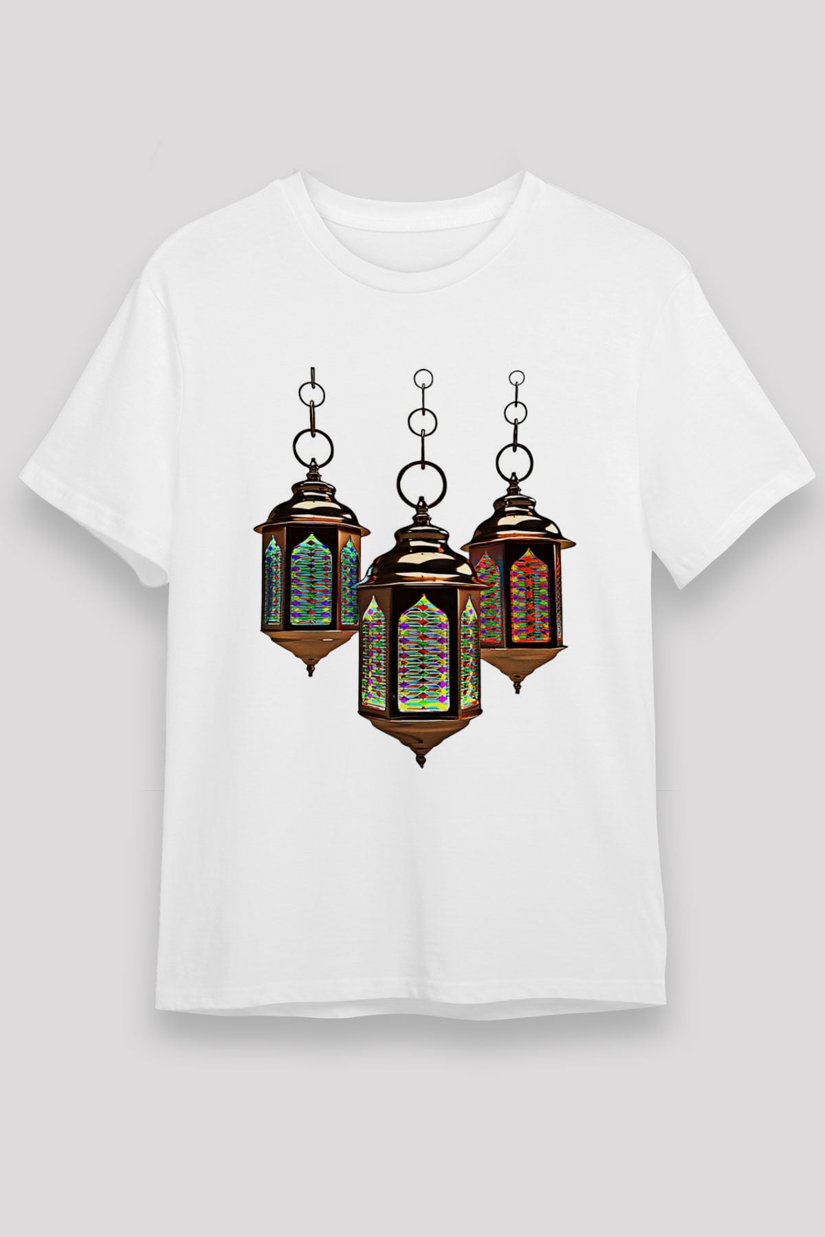 Ramazan Bayramı Baskılı Unisex Beyaz Tişört - Tshirt